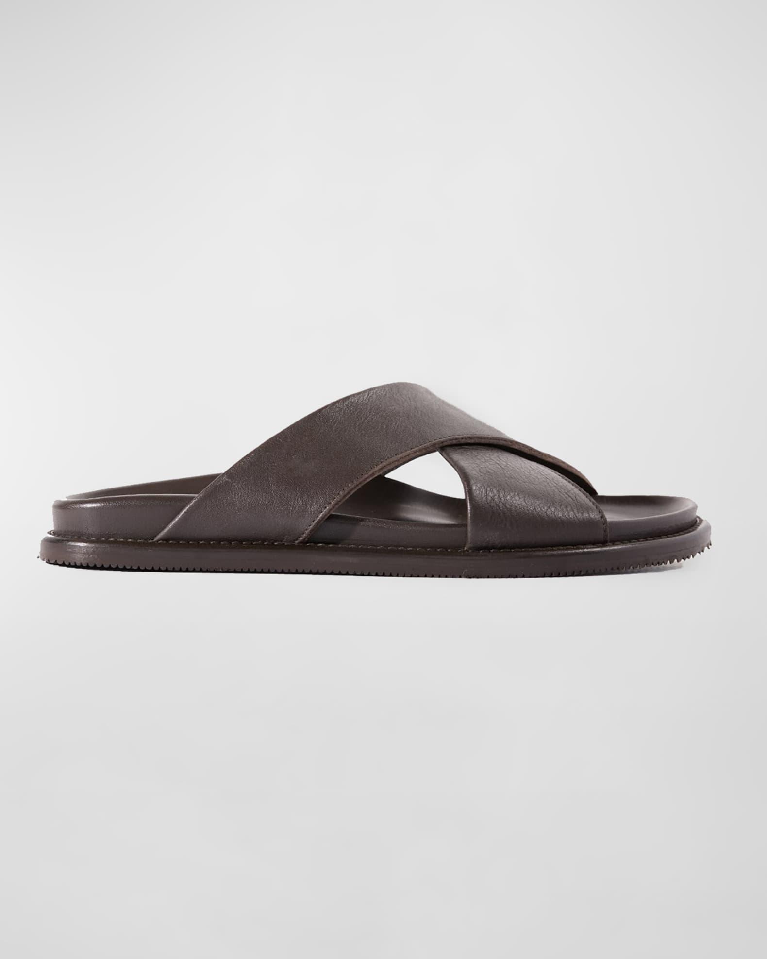 Men's Punta Crisscross Leather Slide Sandals Product Image
