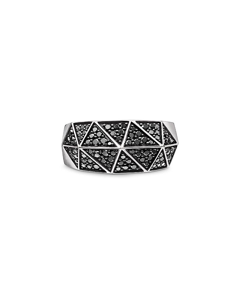 Mens Torqued Faceted Signet Ring in Sterling Silver Product Image