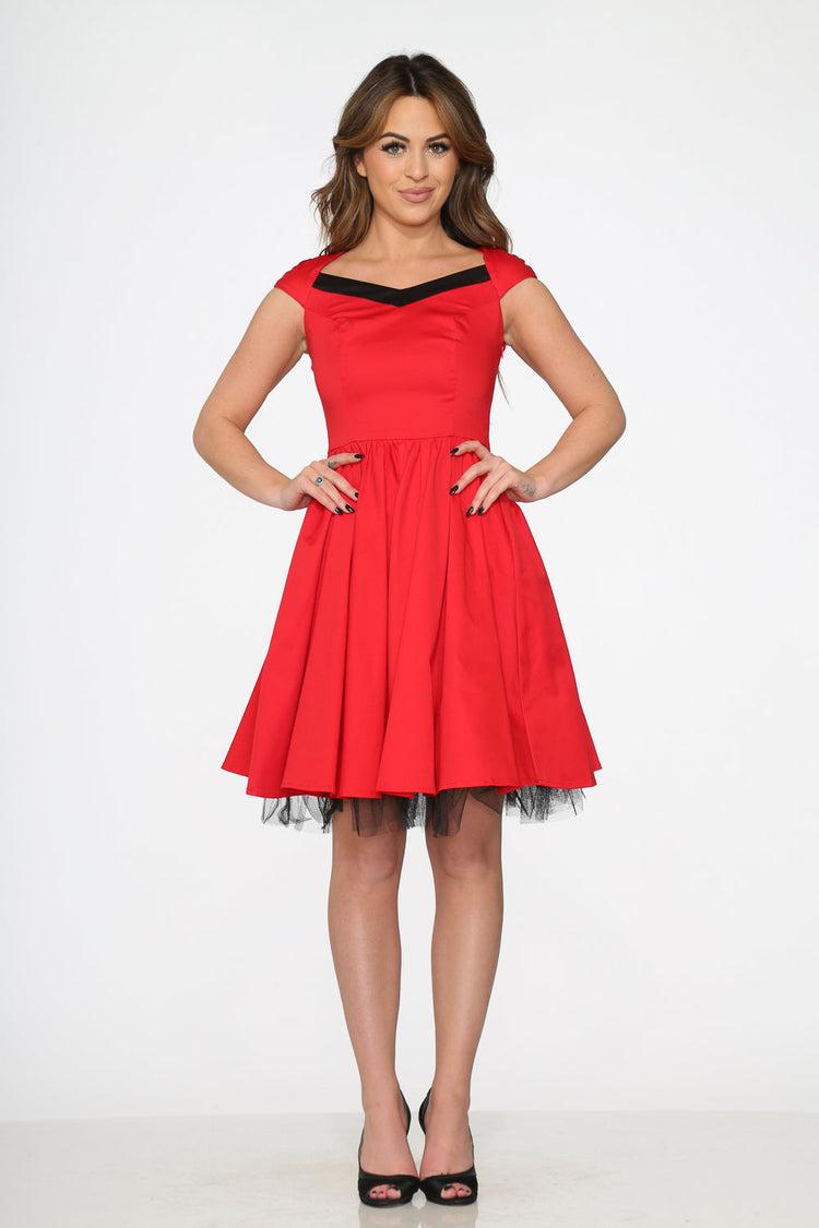 Red & Black Trim Swing Dress Product Image