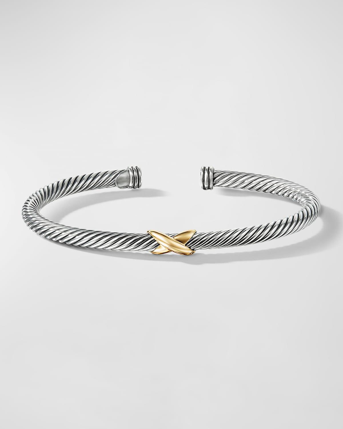 Cable Station Bracelet in Silver with 18K Gold, 4mm Product Image