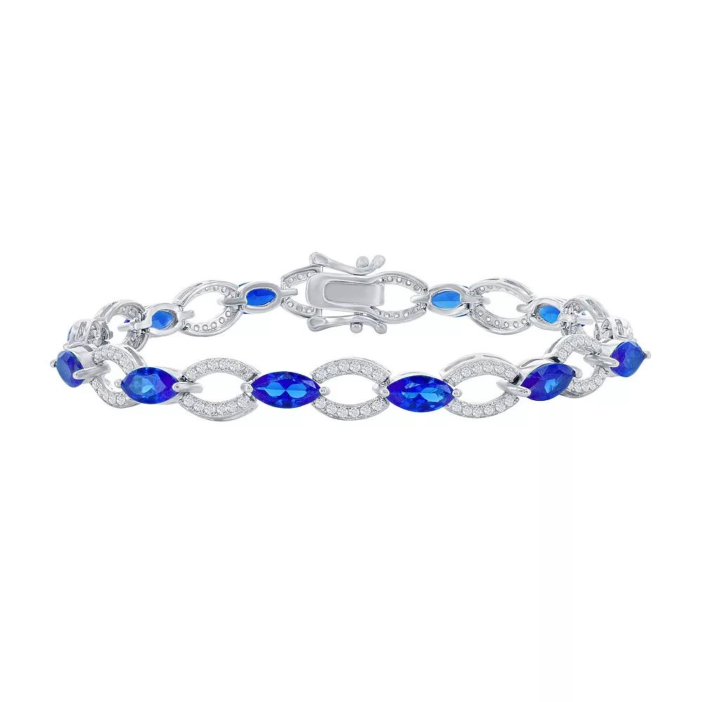 Sterling Silver Gemstone Tennis Bracelet, Women's, Size: 7.5", Simulated Blue Product Image