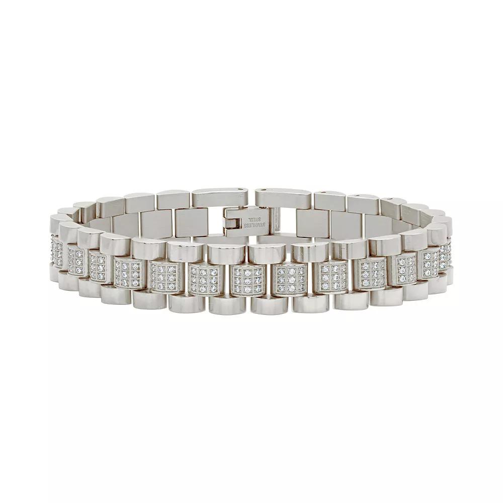 MC Collective Cubic Zirconia Accent Watch Band Chain Bracelet, Women's,  Product Image