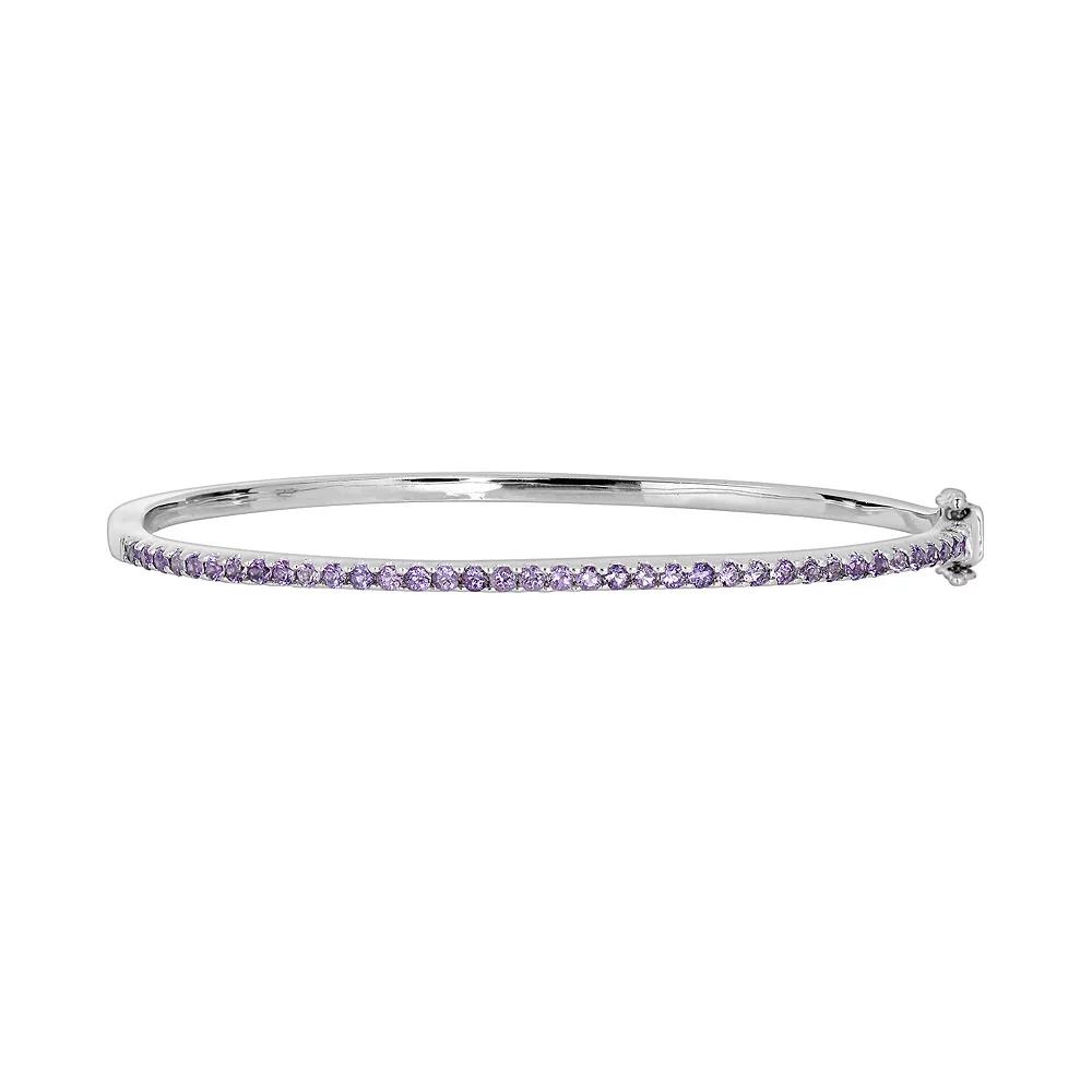 Oro Leoni Sterling Silver Amethyst Bangle Bracelet, Women's, Purple Product Image