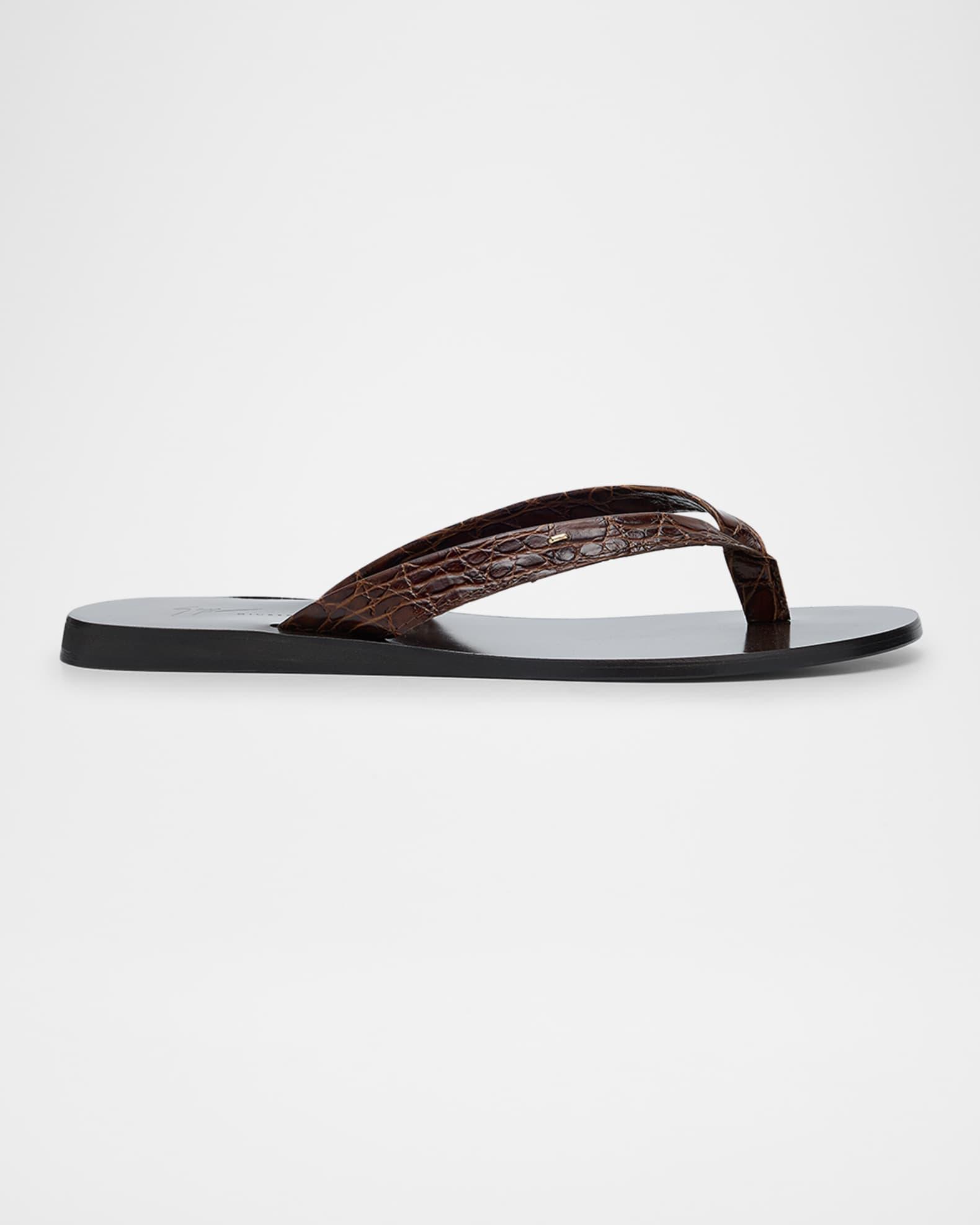 Men's Hally 10 Croc-Effect Leather Flip Flops Product Image