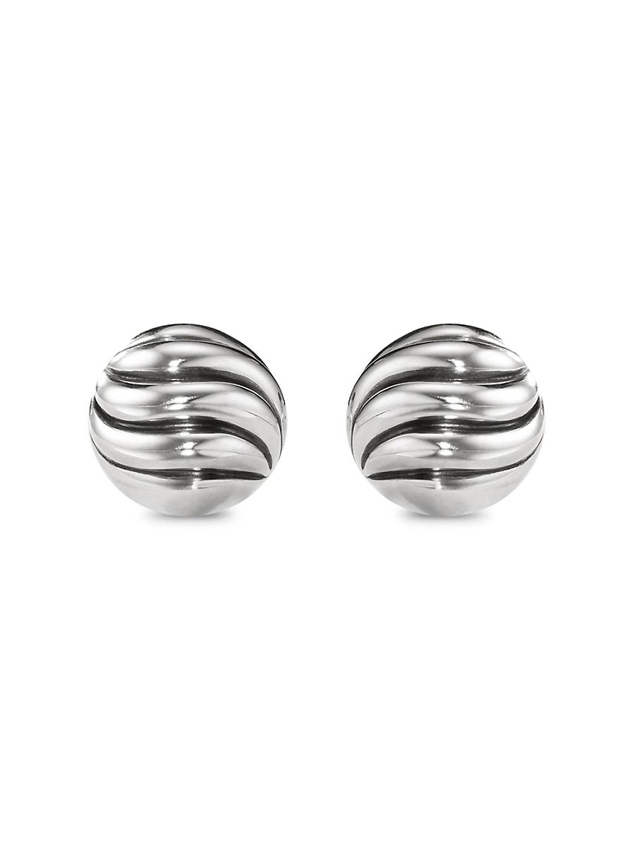 Womens Sculpted Cable Stud Earrings in Sterling Silver, 8mm Size 0 Product Image