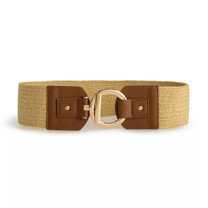 Women's Nine West Circle Stretch Straw Belt, Size: Large-XL, Red Natural Product Image