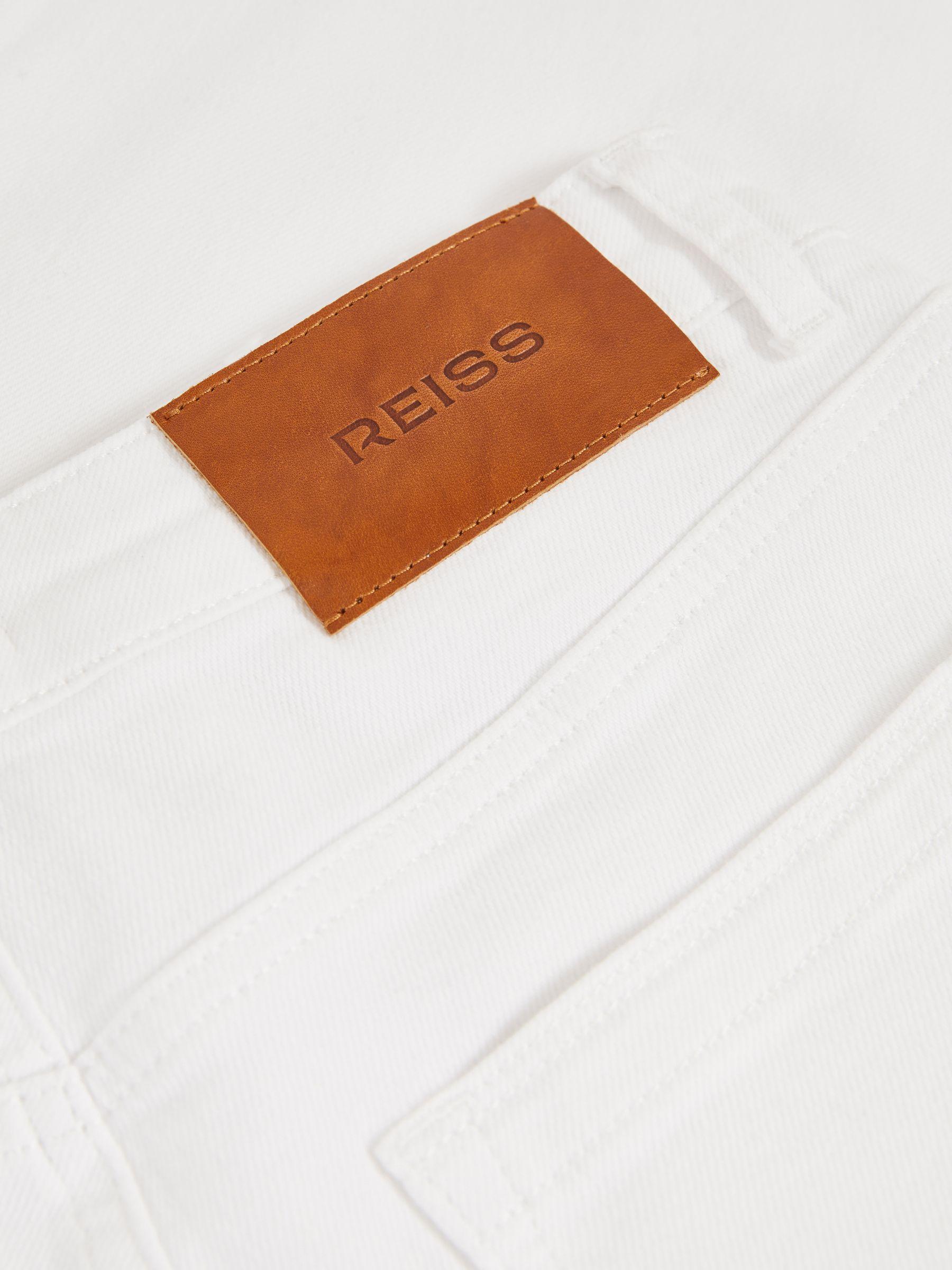 Petite Straight Leg Turn Up Jeans in White Product Image