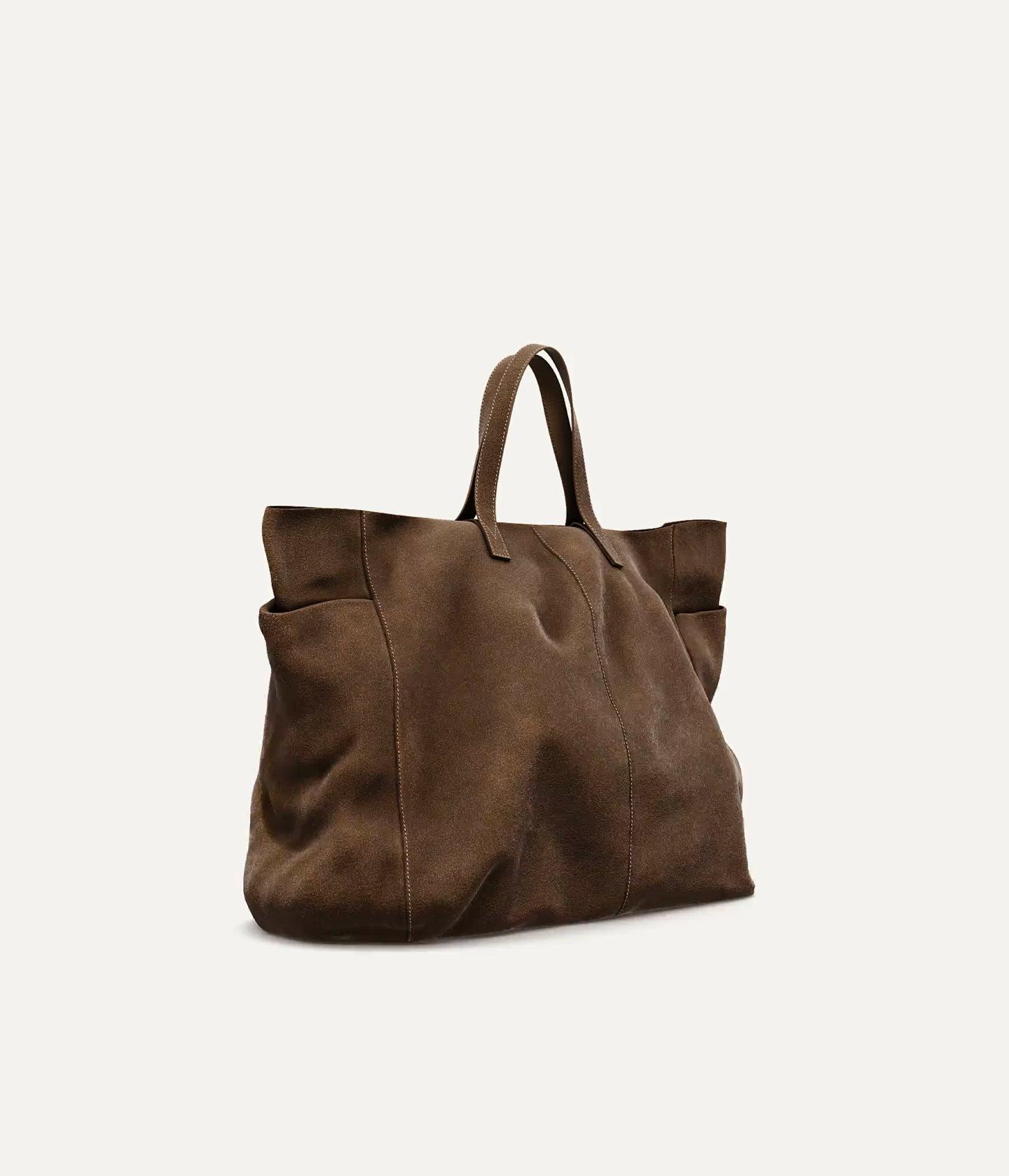Leather and split leather maxi shopper bag Product Image