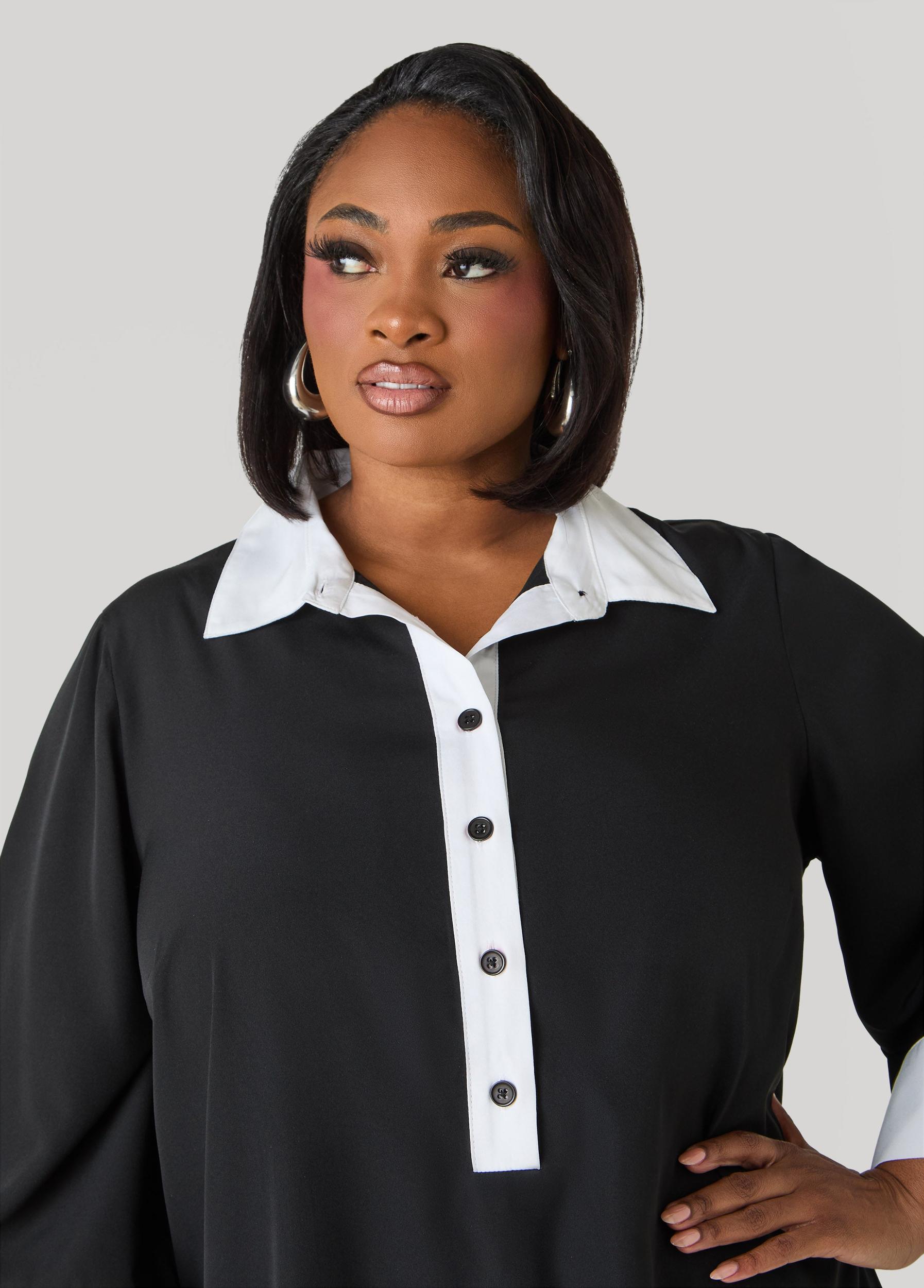 Two Tone Swing Shirtdress Product Image