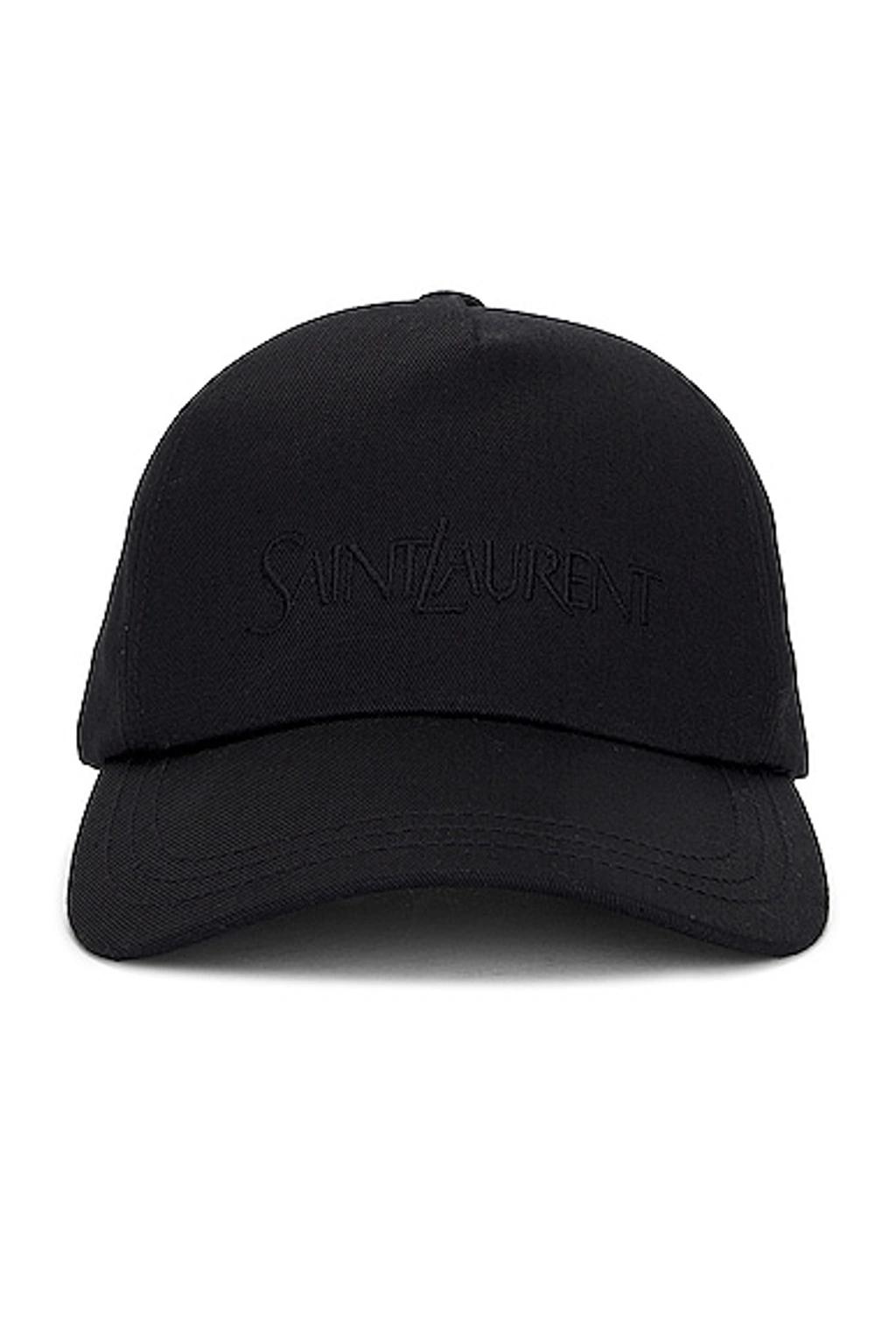 SAINT LAURENT Cotton And Linen Baseball Cap Men In Black Product Image