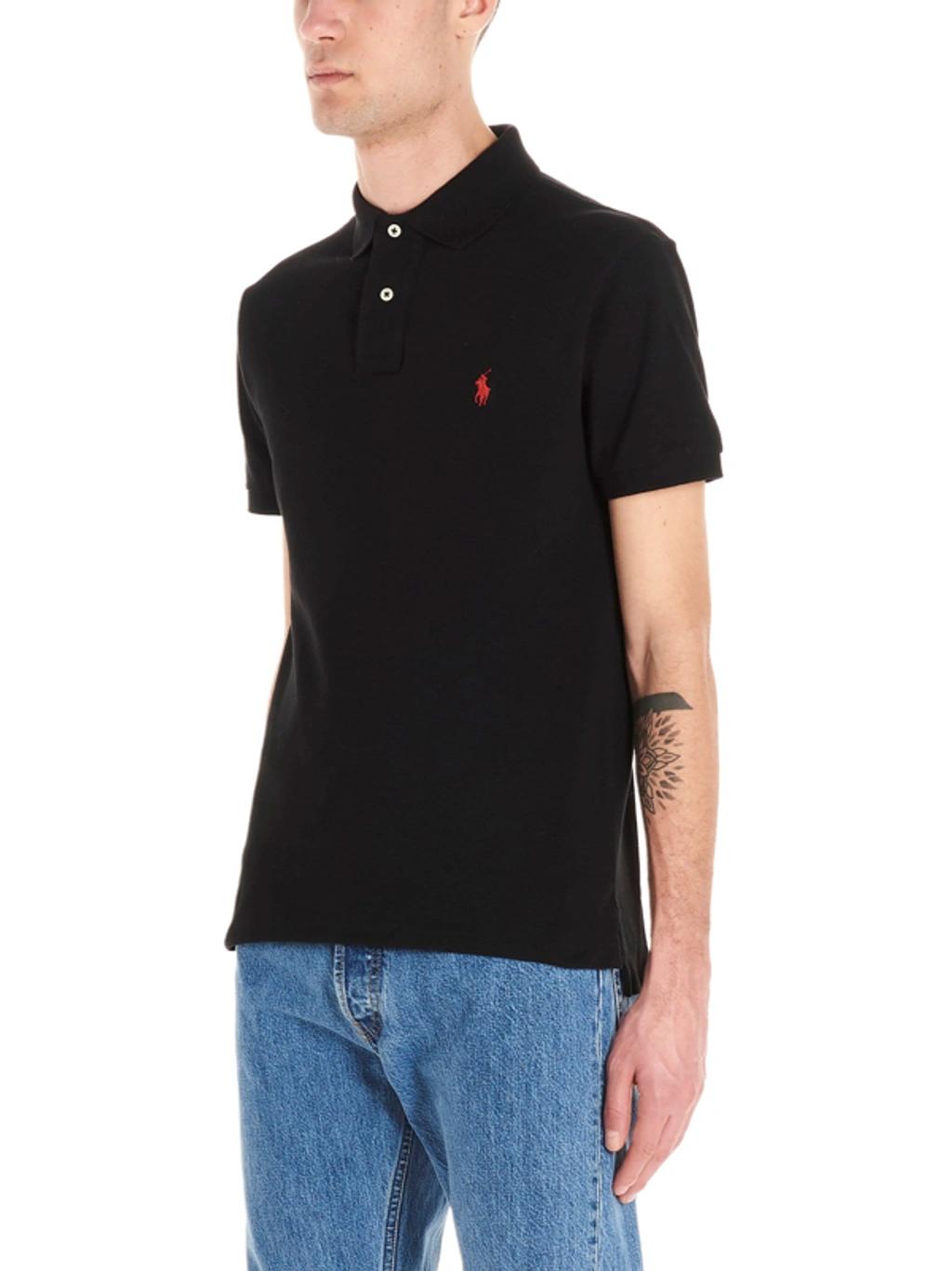 POLO RALPH LAUREN Black Polo Shirt With Classic Collar And Pony Embroidery On The Front In Cotton Man Product Image