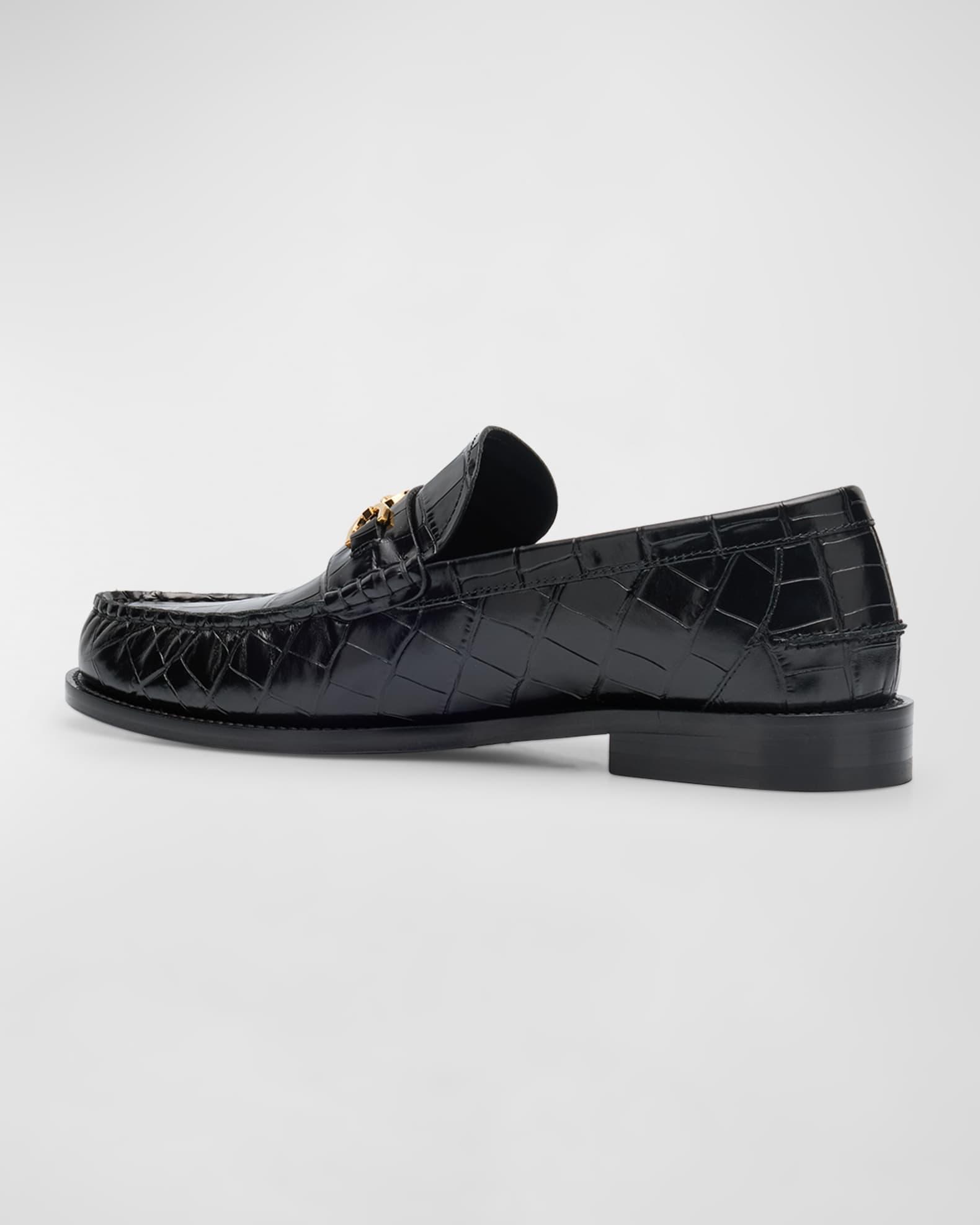 Men's Croc-Effect Medusa Coin Bit Loafers Product Image