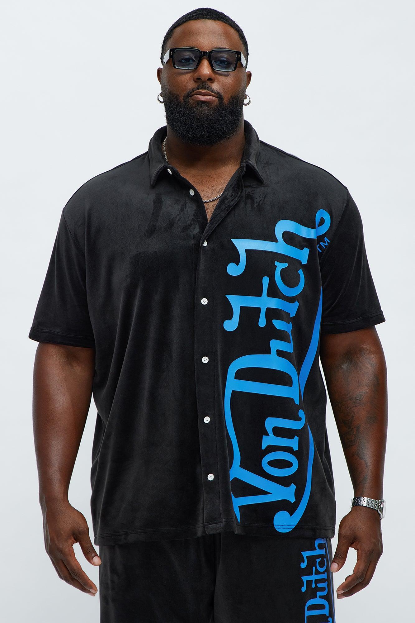 Von Dutch Regular Fit Side Logo Velour Shirt - Black Male Product Image