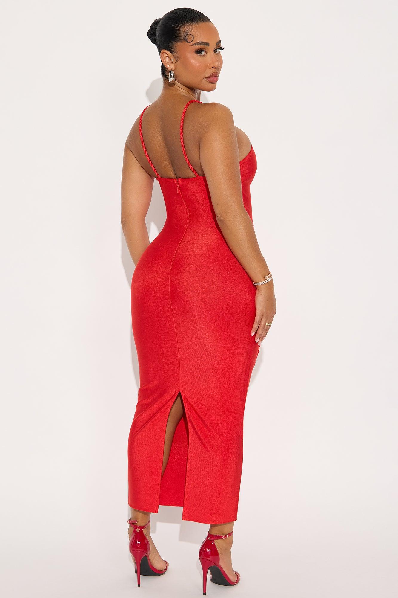 Pleasing You Bandage Midi Dress - Red Female Product Image