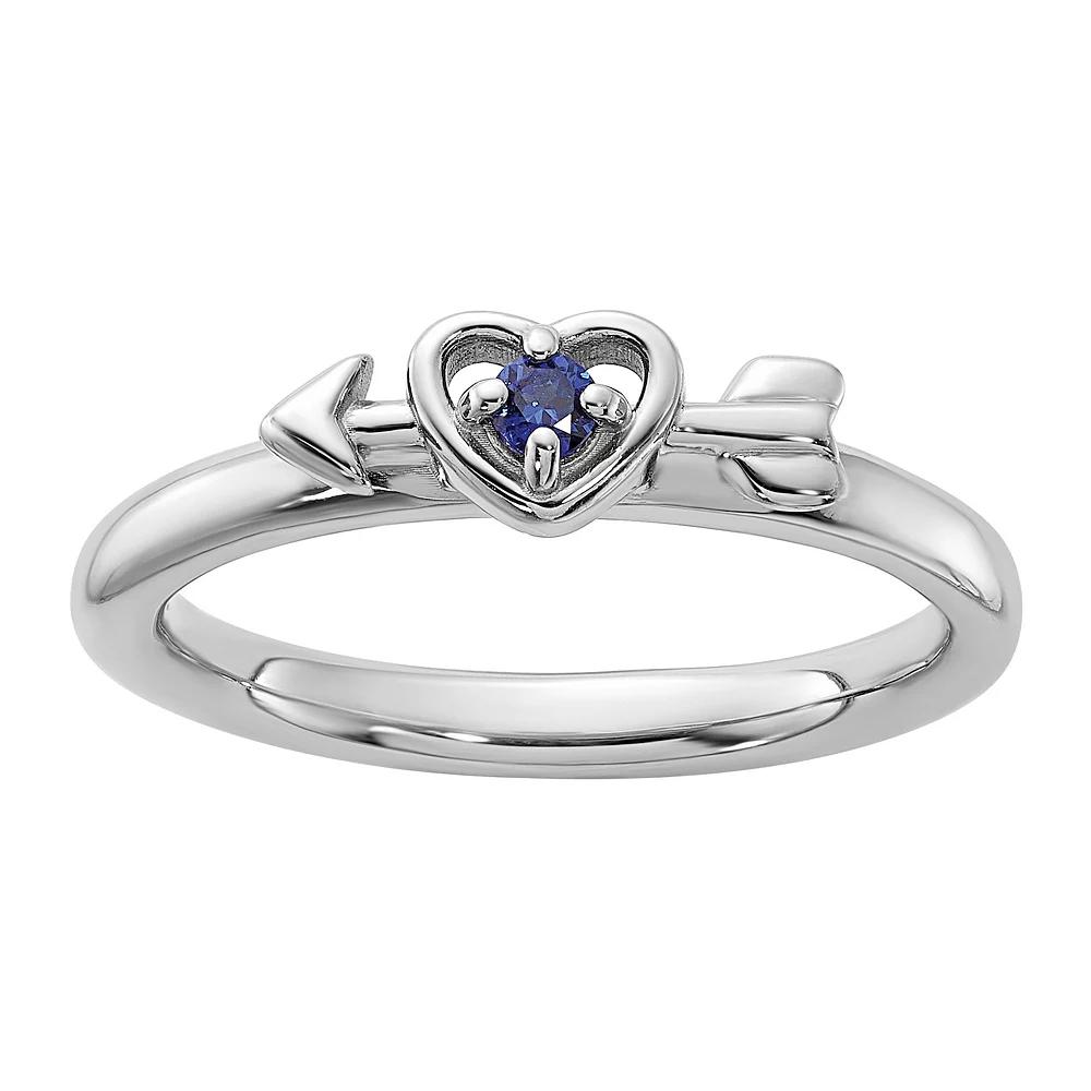 Stacks & Stones Sterling Silver Stackable Gemstone Heart with Arrow Ring, Women's, Size: 5, Created Blue Product Image