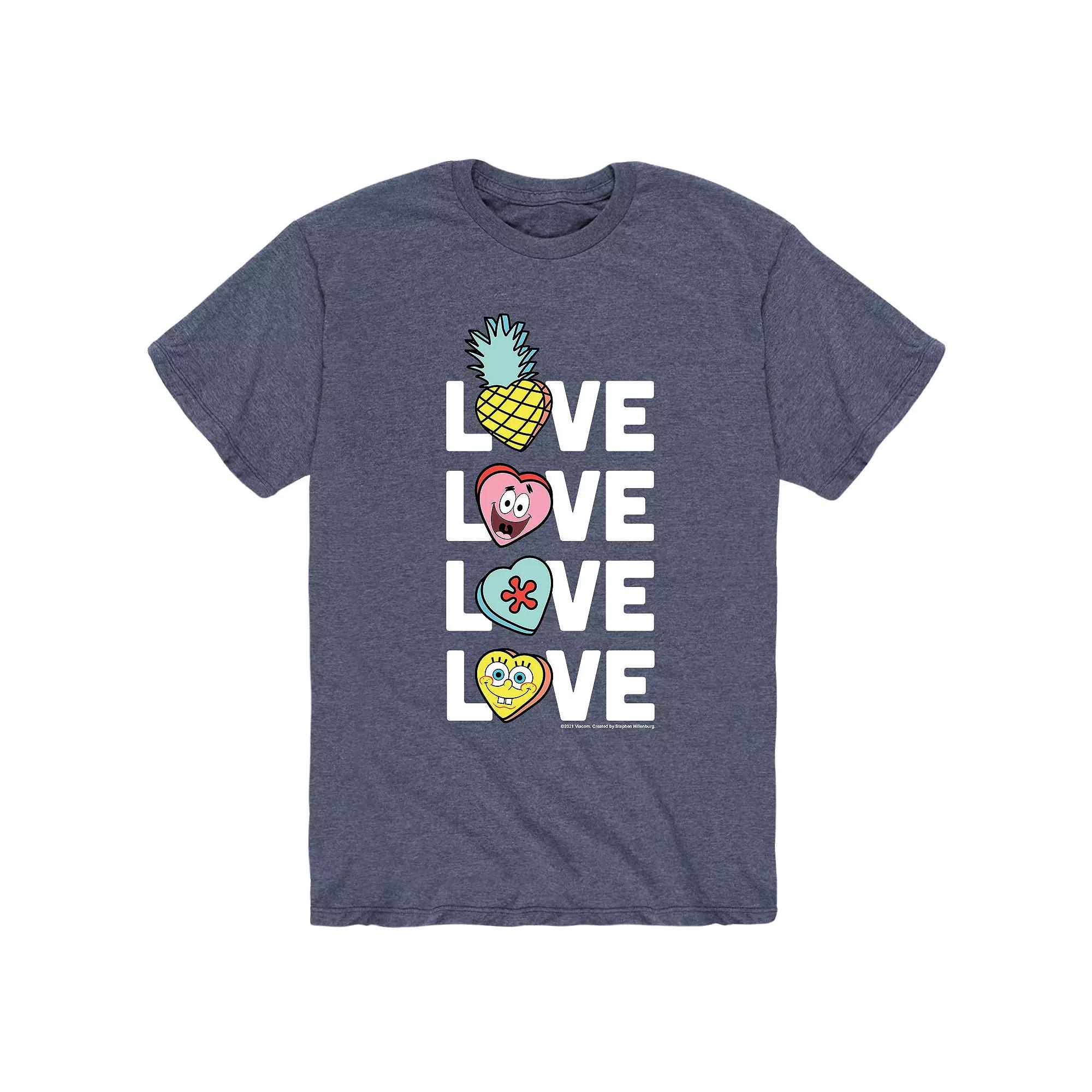 Men's SpongeBob Stacked Love With Hearts Tee,  Product Image