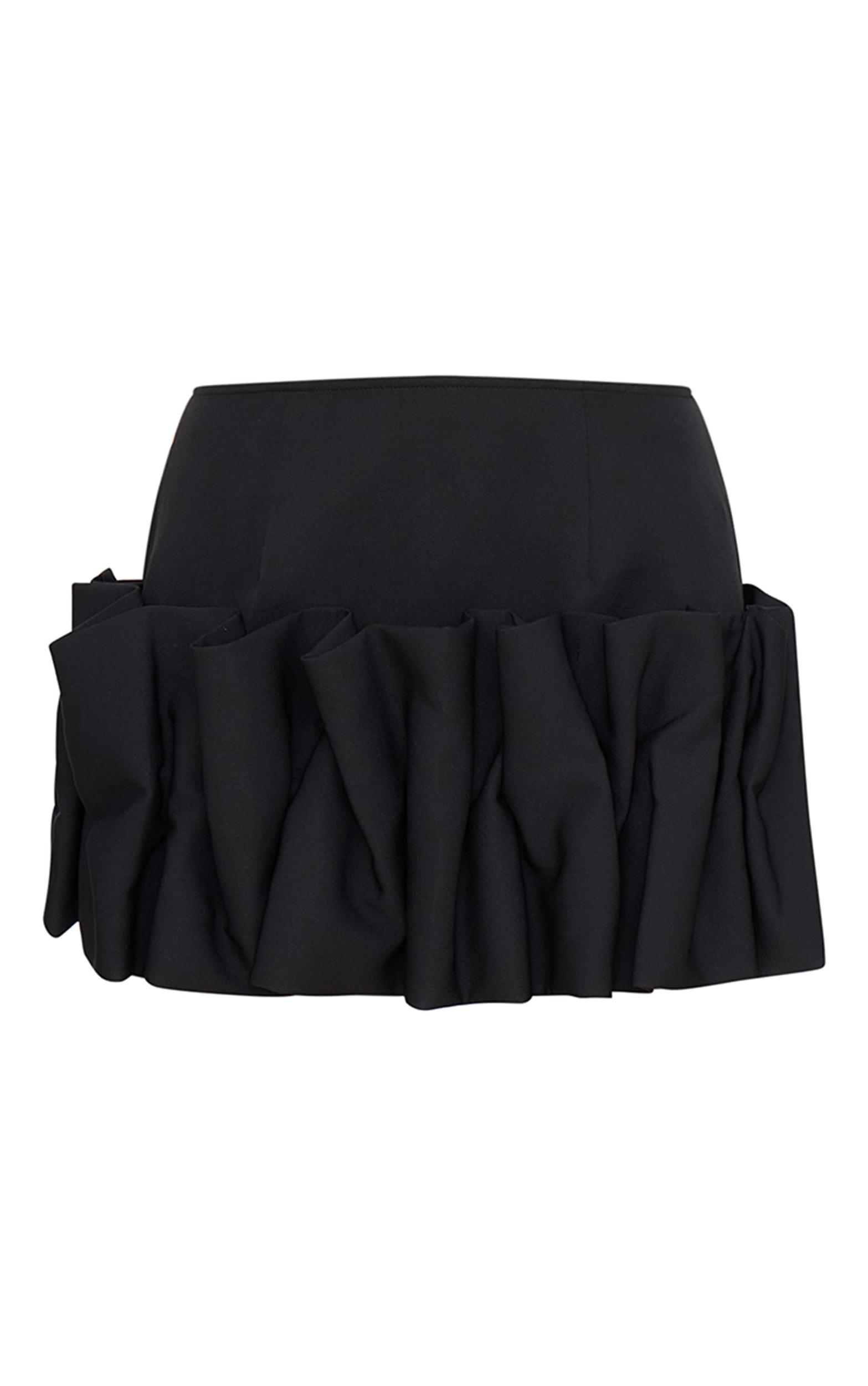  Black Woven Puffball Hem Mini Skirt Product Image