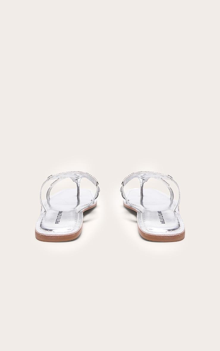 Silver Beaded Star Toe Thong Sandals Product Image