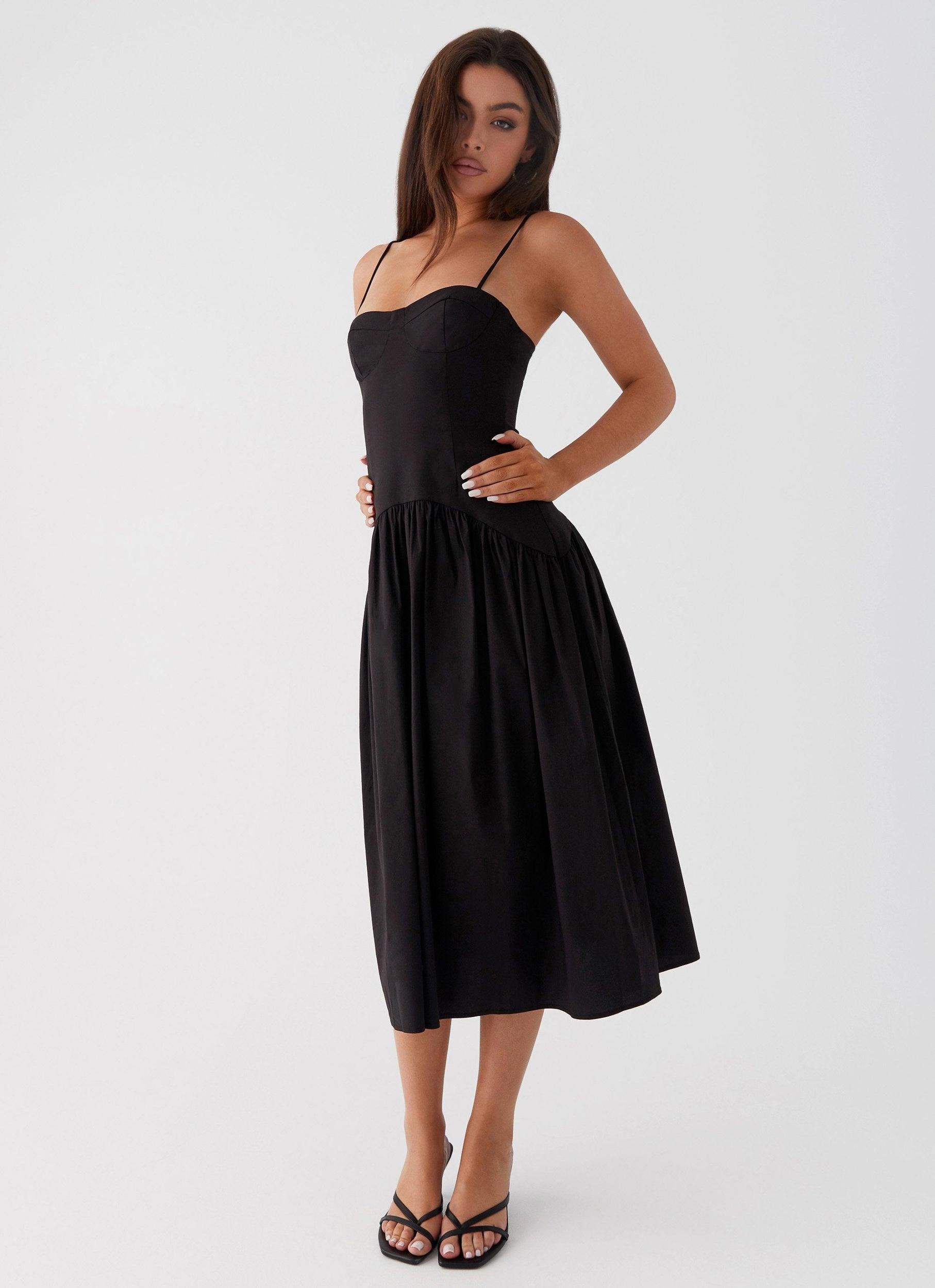 Yvette Corset Midi Dress - Black Product Image