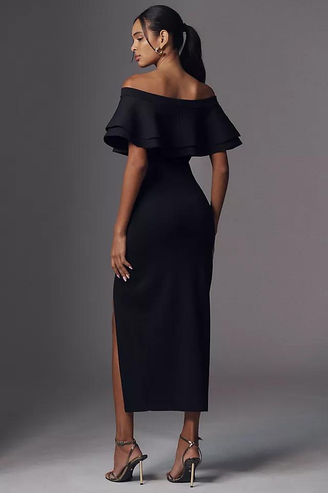 Endless Rose Off-The-Shoulder Ruffle Crepe Midi Dress Product Image