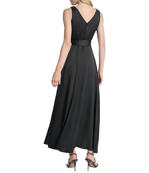 DKNY by Donna Karan Sleeveless High-Low Hem Midi Wrap Gown Product Image