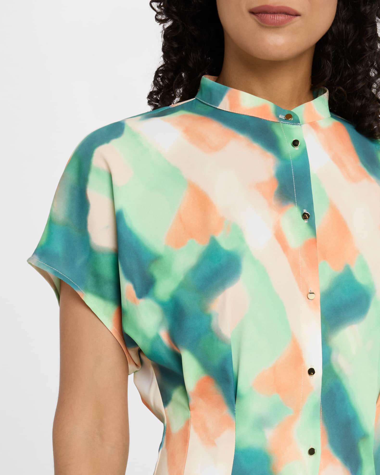 Fit & Flare Crepe De Chine Maxi Shirtdress Product Image