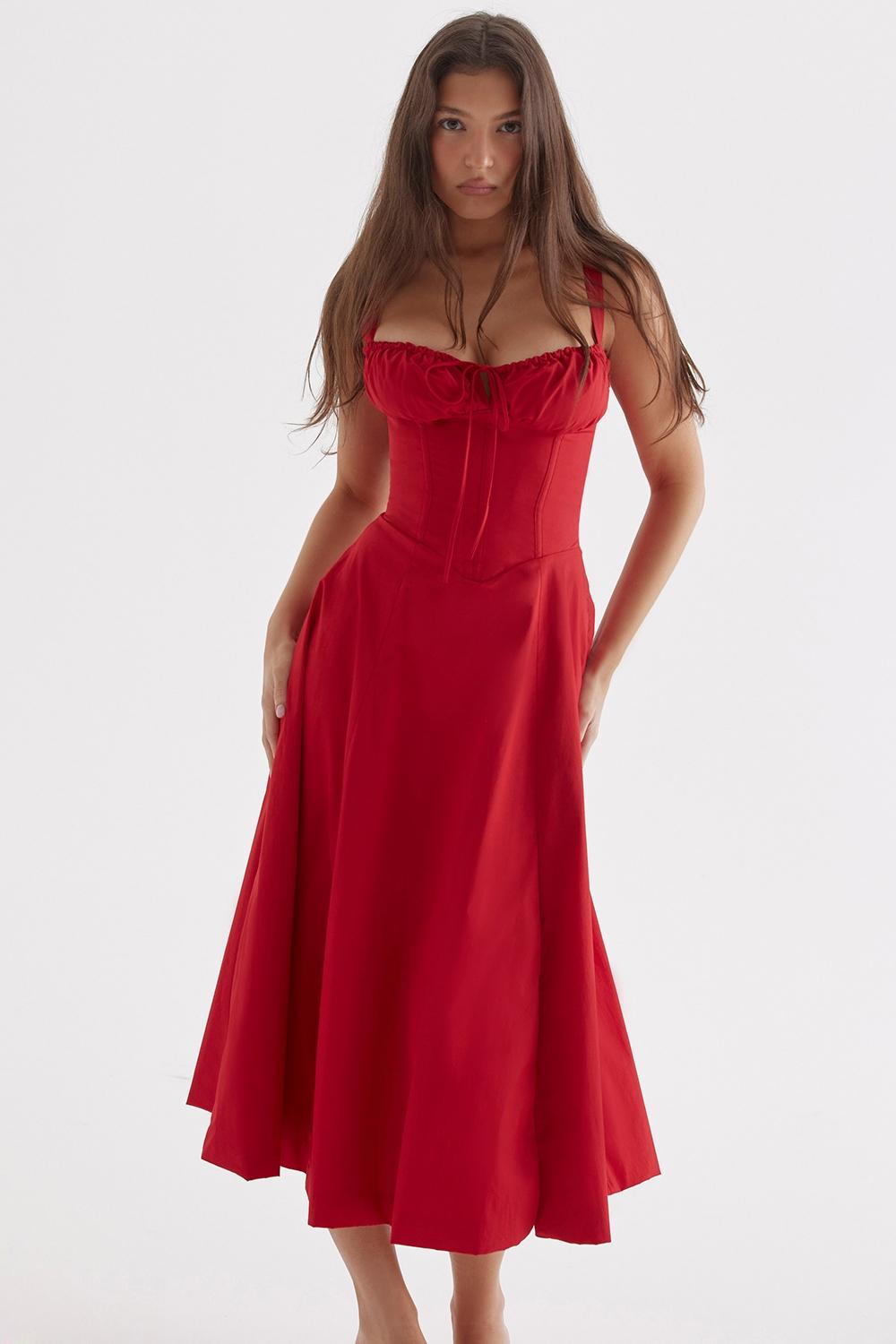 Carmen  red rose bustier sundress Product Image