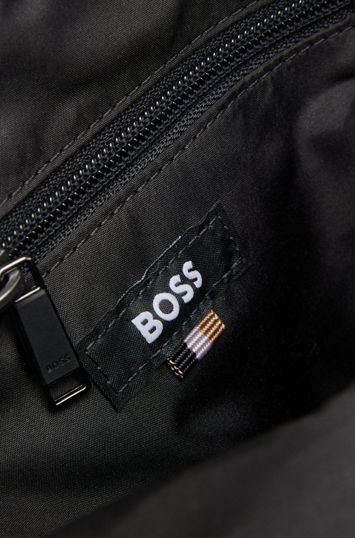 BOSS - Crossbody bag with contrast logo and signature-stripe strap - Black Product Image