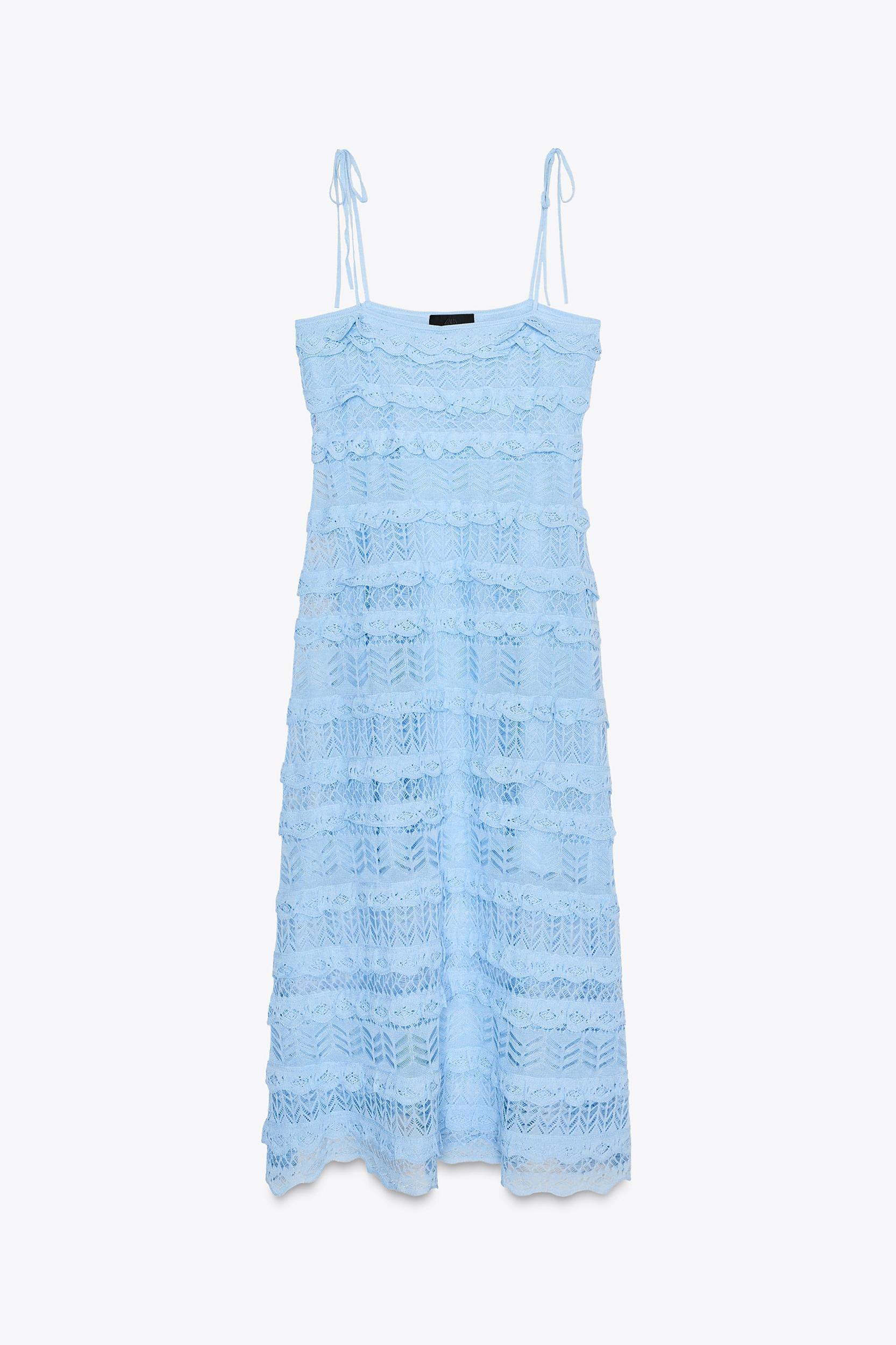 RUFFLED POINTELLE KNIT DRESS Product Image