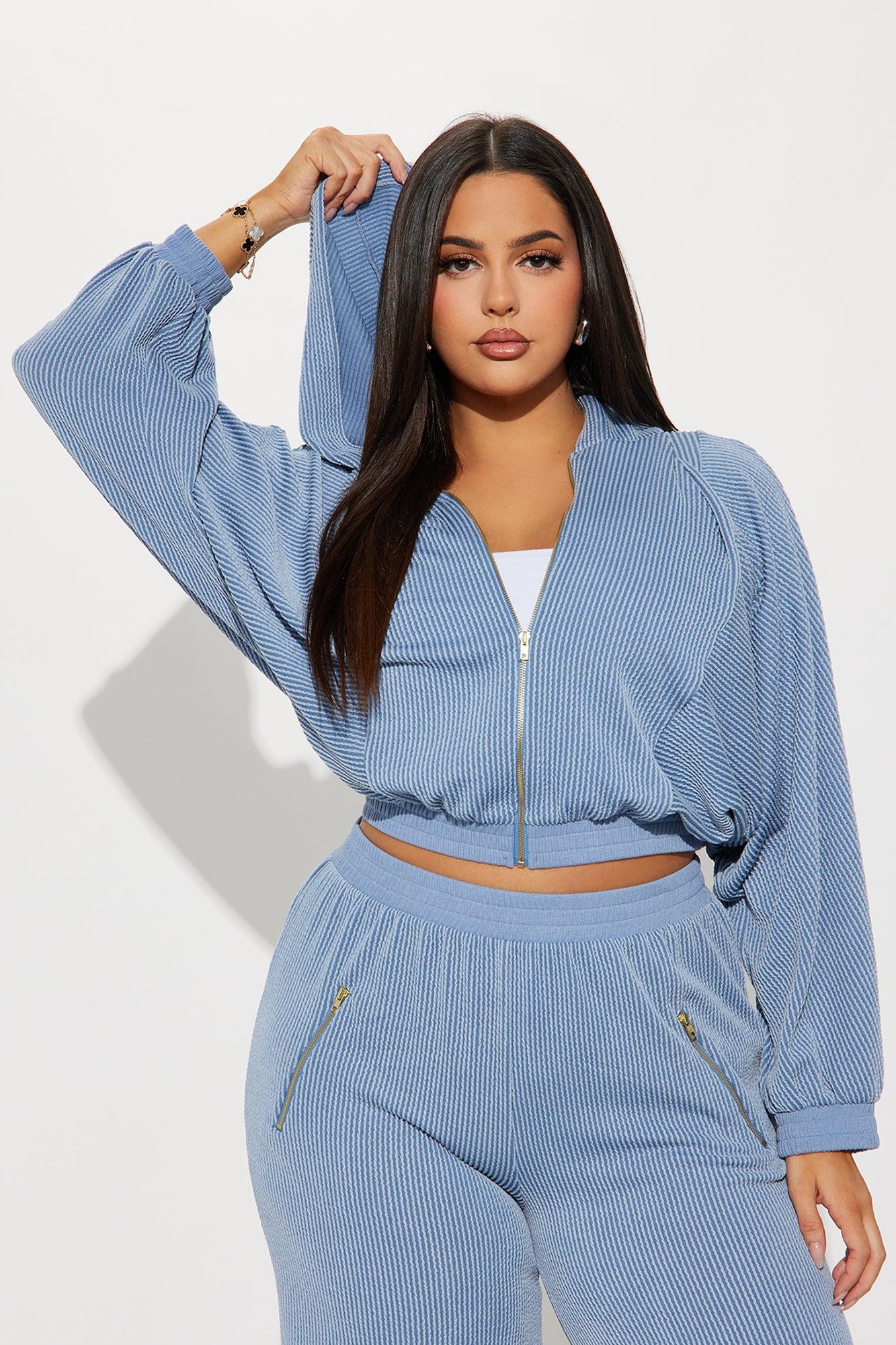 Emilia Zip Hoodie Pant Set - Blue Product Image