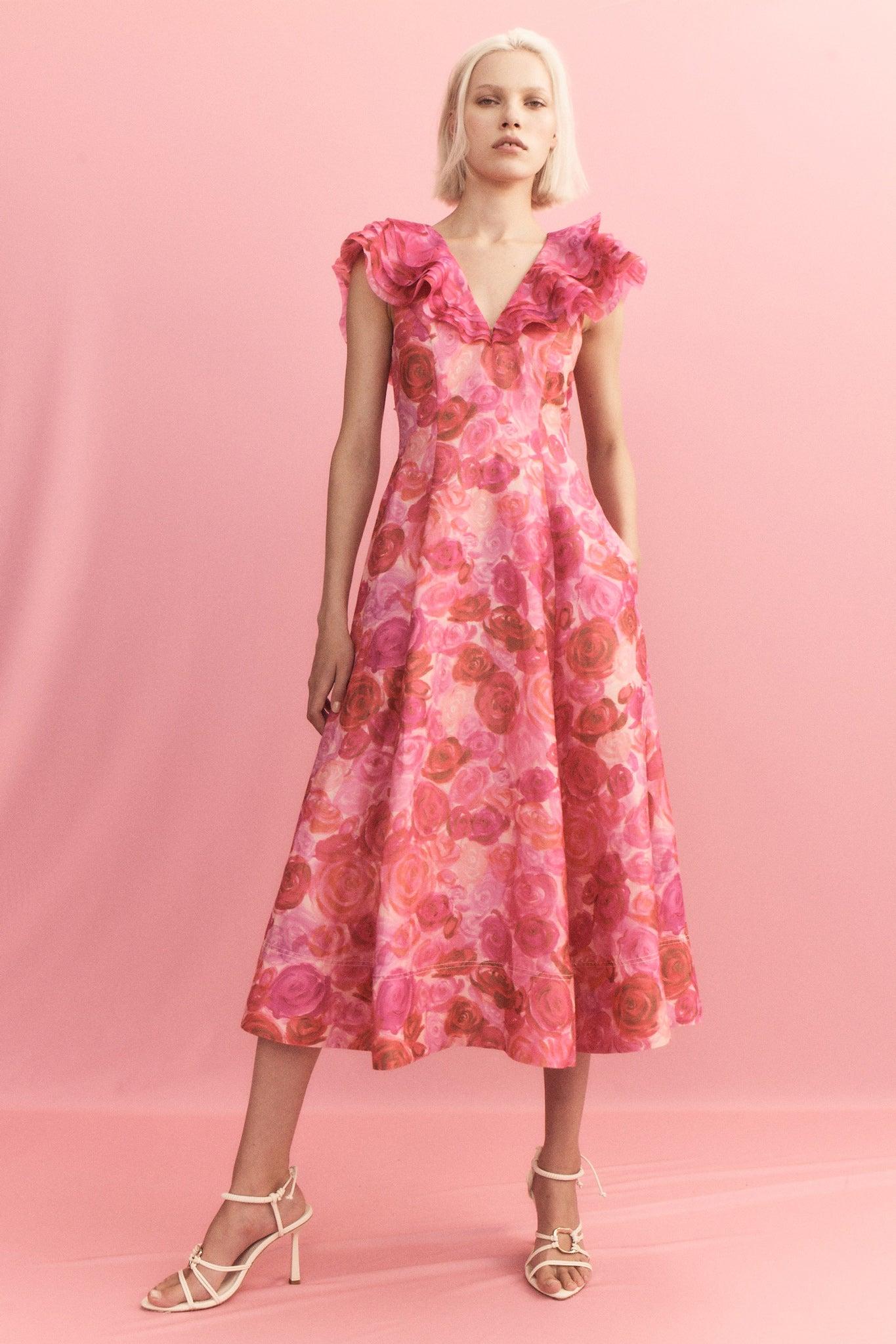 Enchanted Plunge Midi Dress Product Image