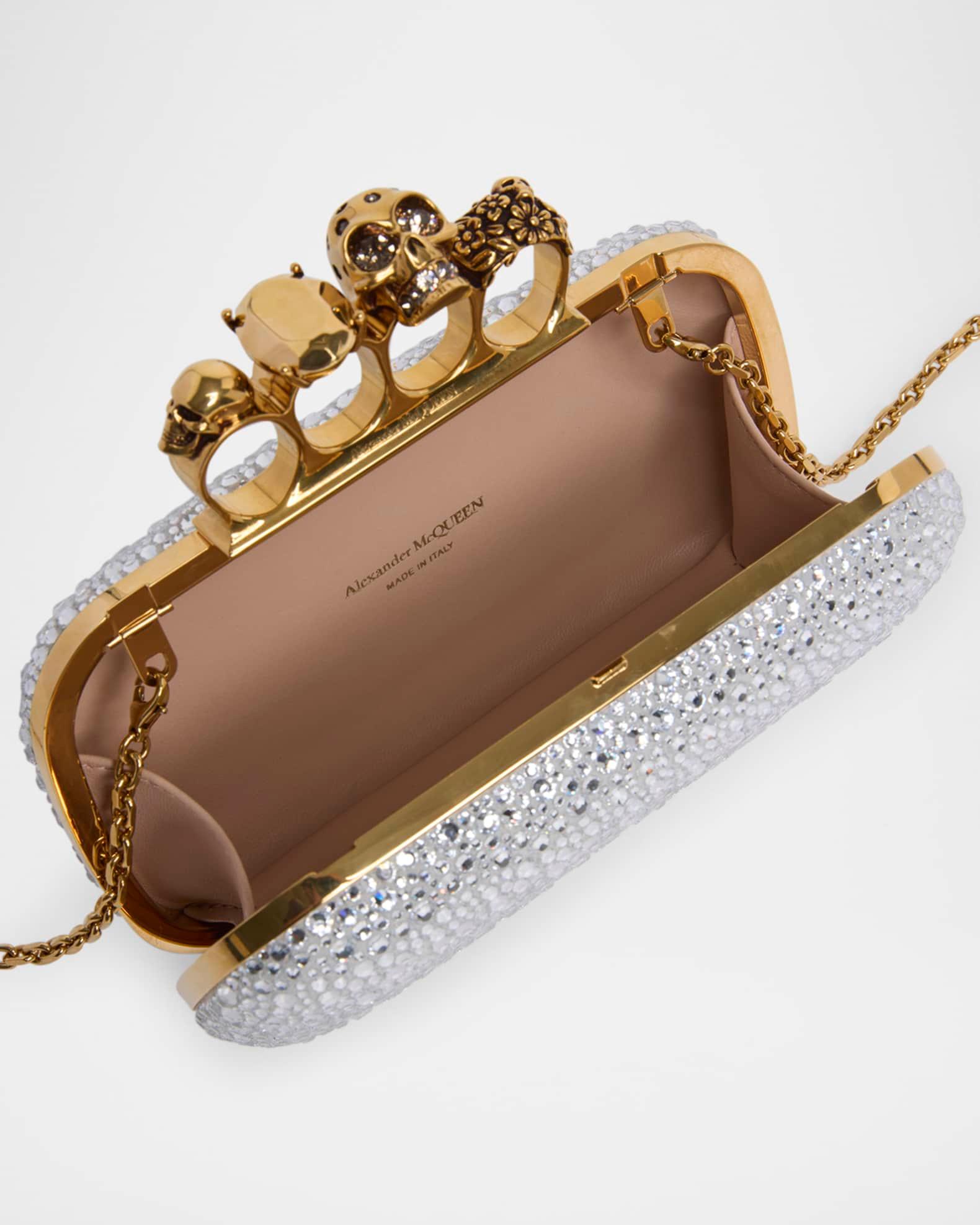 Skull Four Ring Embellished Leather Clutch Bag Product Image