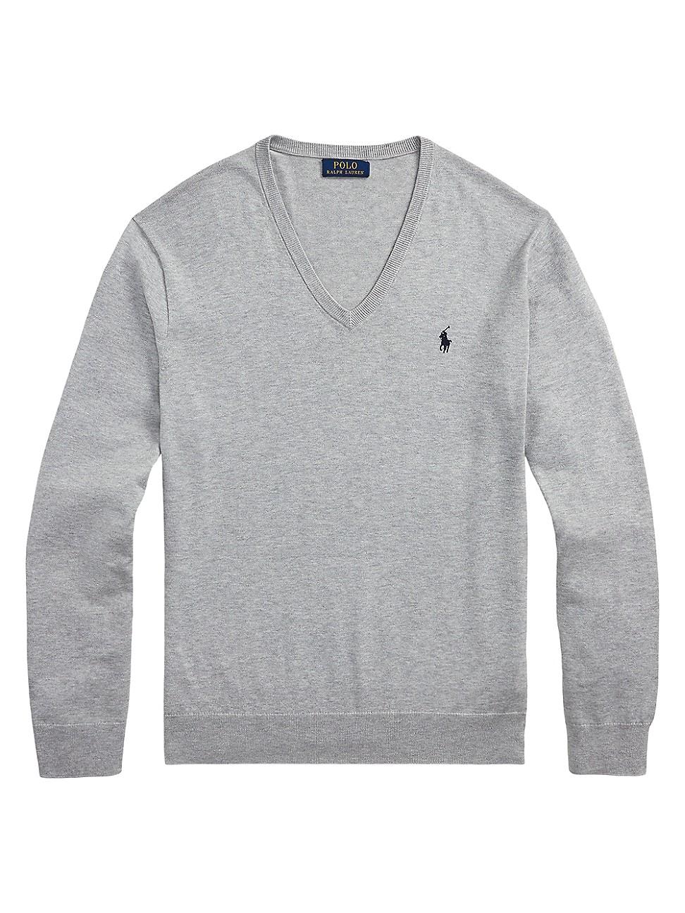 Mens Cotton V-Neck Sweater Product Image