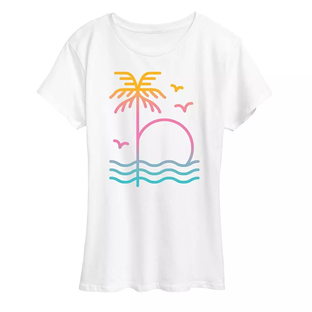 Women's Palm Sunset Ombre Graphic Tee,  Product Image
