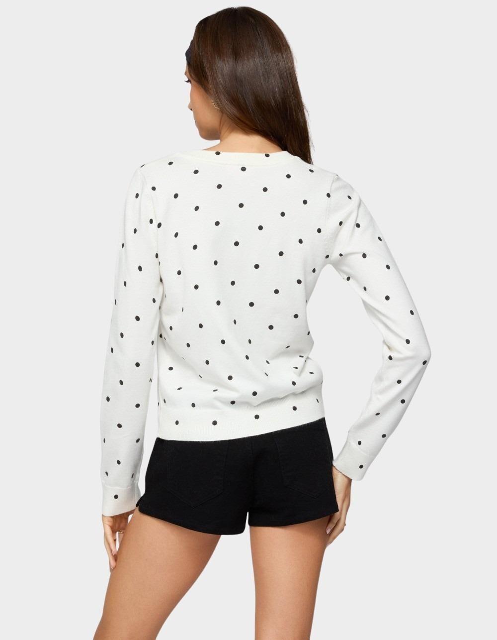 EDIKTED Shea Polka Dot Knitted Cardigan - BLACK Product Image
