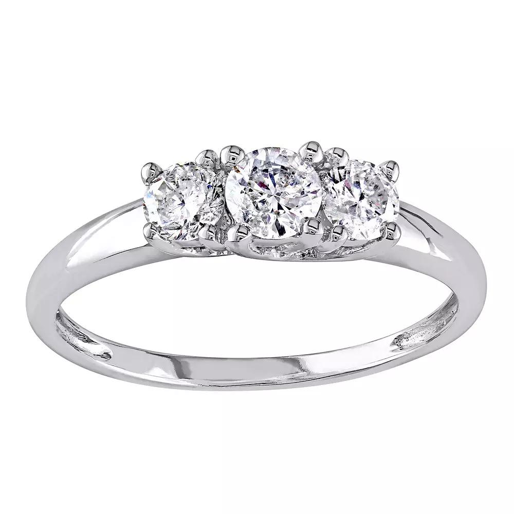Stella Grace 14k White Gold 1/2 Carat T.W Diamond 3-Stone Engagement Ring, Women's,  Product Image