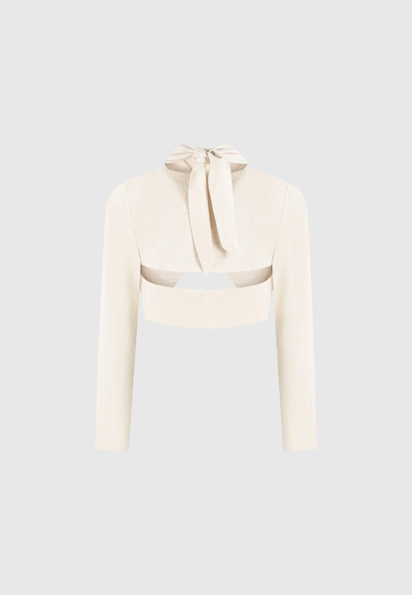 Wendy - Linen Crossover Bolero Top - Natural Female Product Image