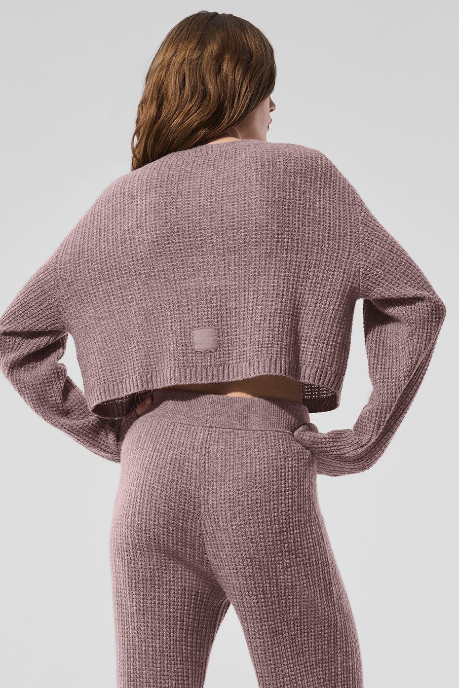 Cashmere Plush Waffle Cardigan - Mushroom Heather Product Image