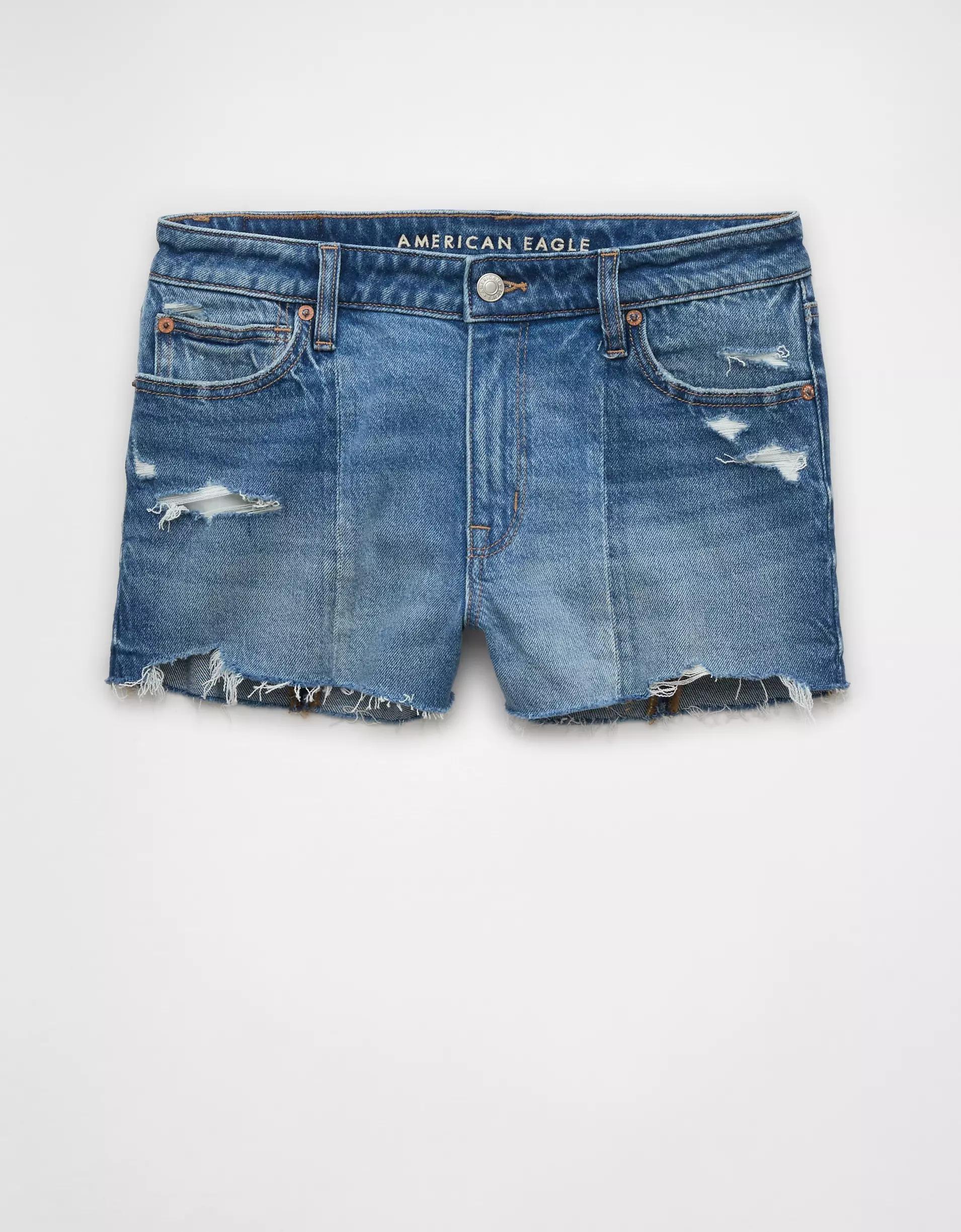 AE Stretch Colorblock Ripped Denim Perfect Shortie Product Image