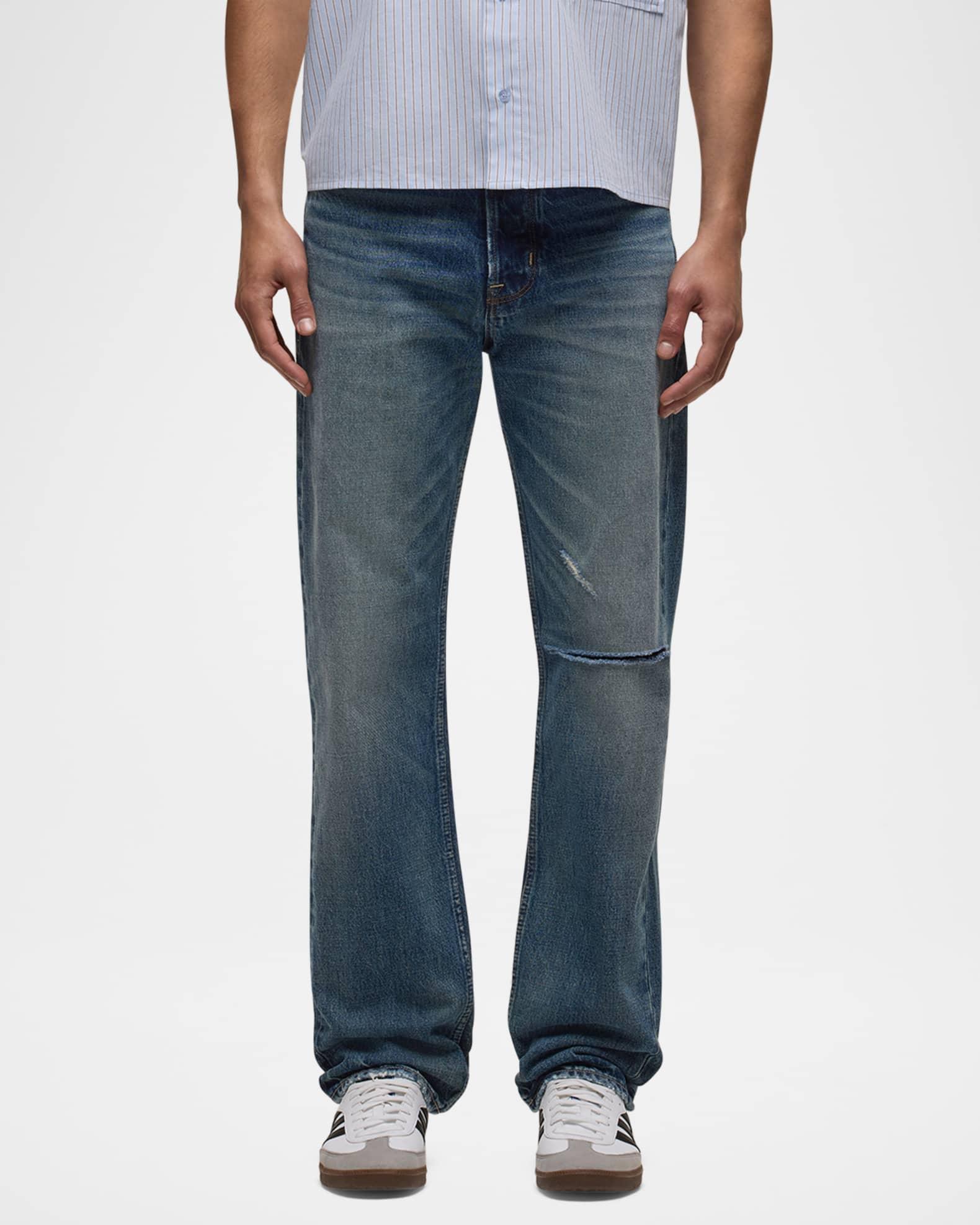 Men's Wes Distressed Faded Cotton Denim Jeans Product Image