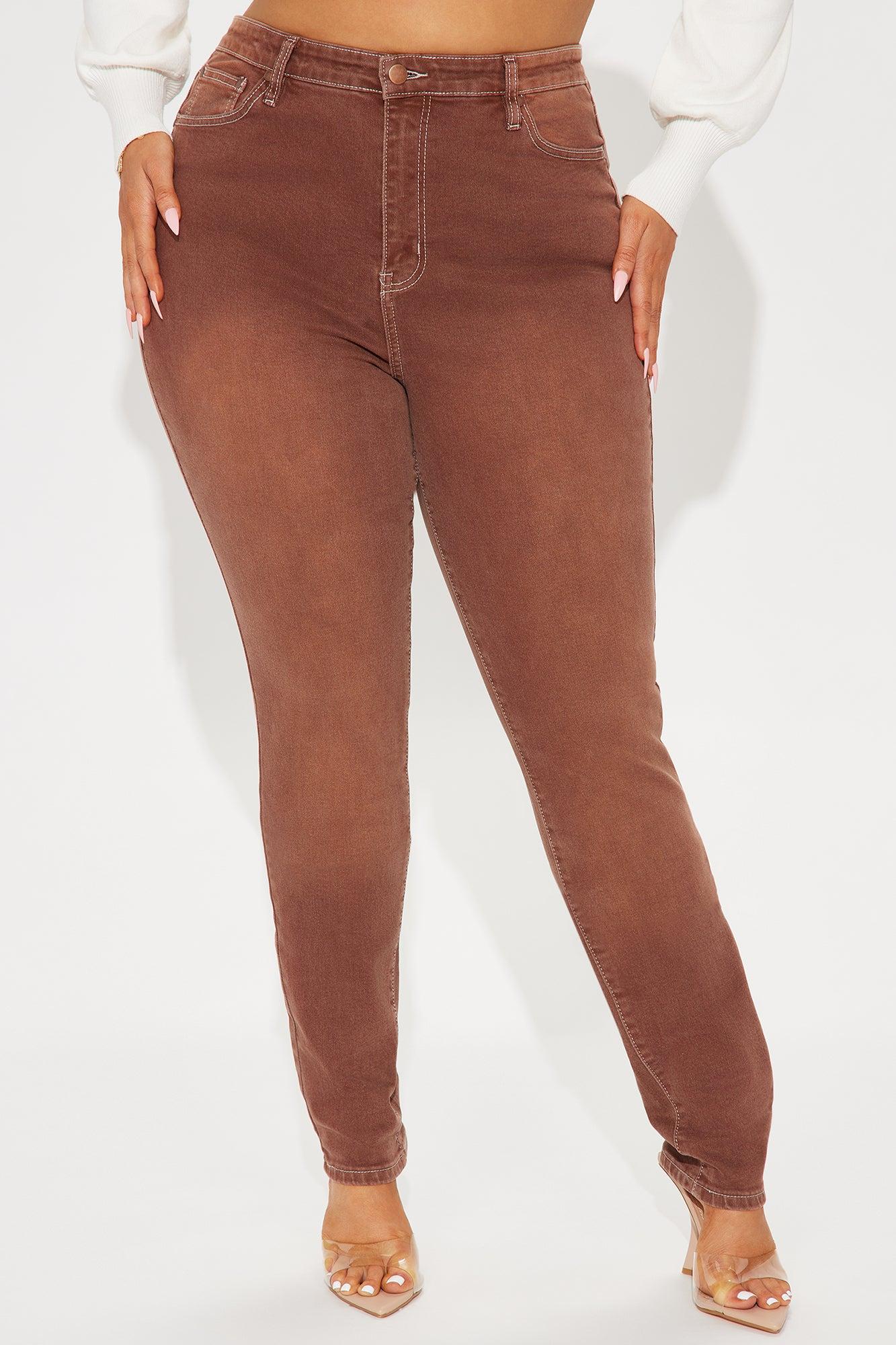 Tall Give It A Shot Stretch Skinny Jeans - Brown Product Image