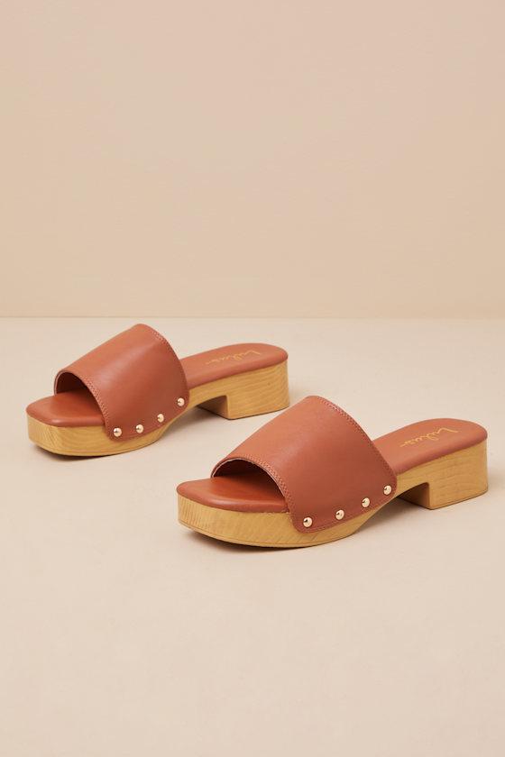 Paley Cognac Platform Slide Sandals Product Image