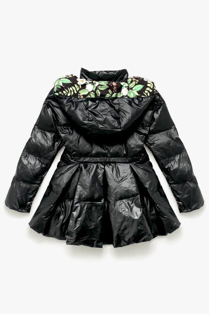Pearl Peplum Puffer Jacket - Black Product Image
