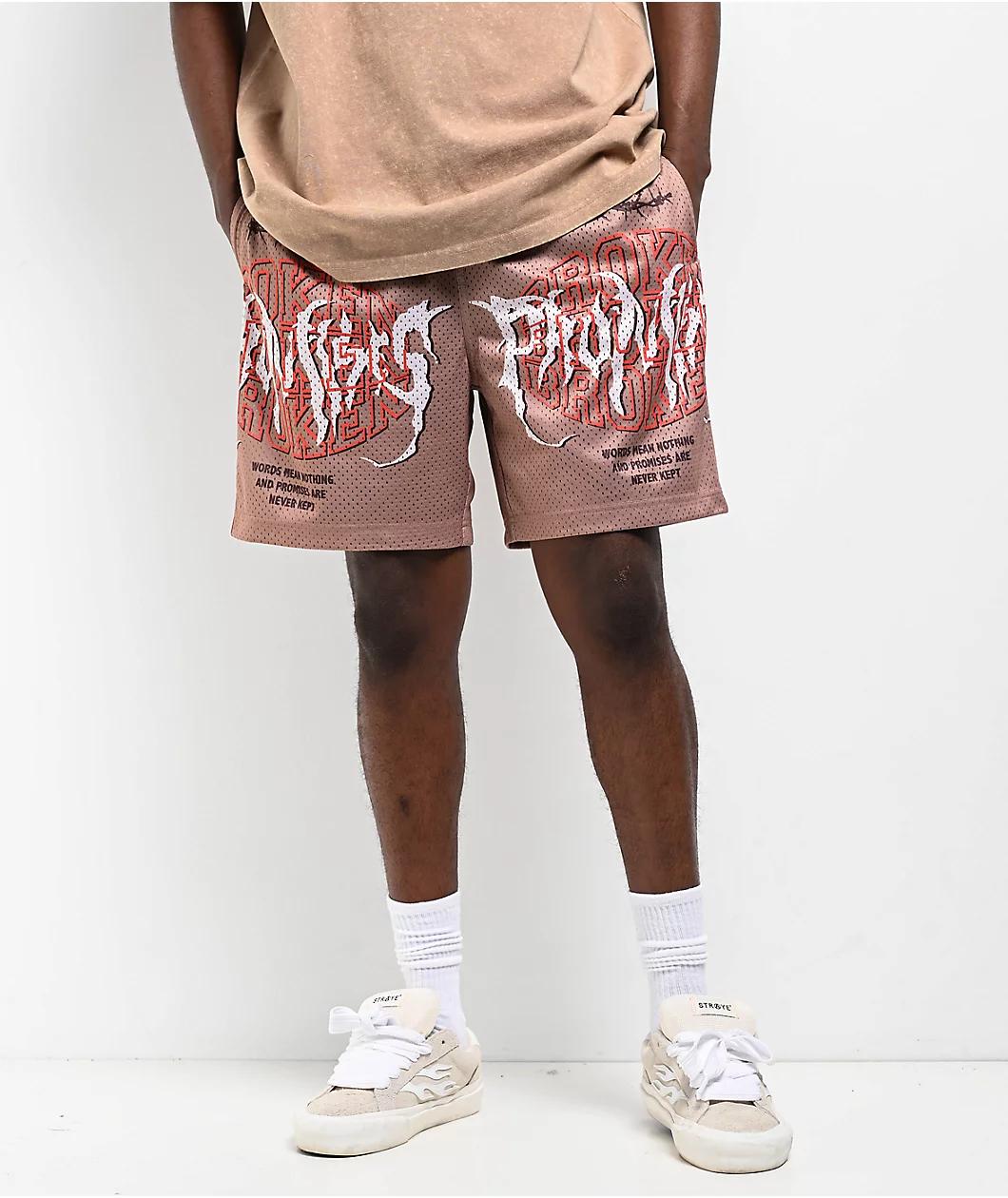 Broken Promises Underworld Tan Mesh Shorts Product Image