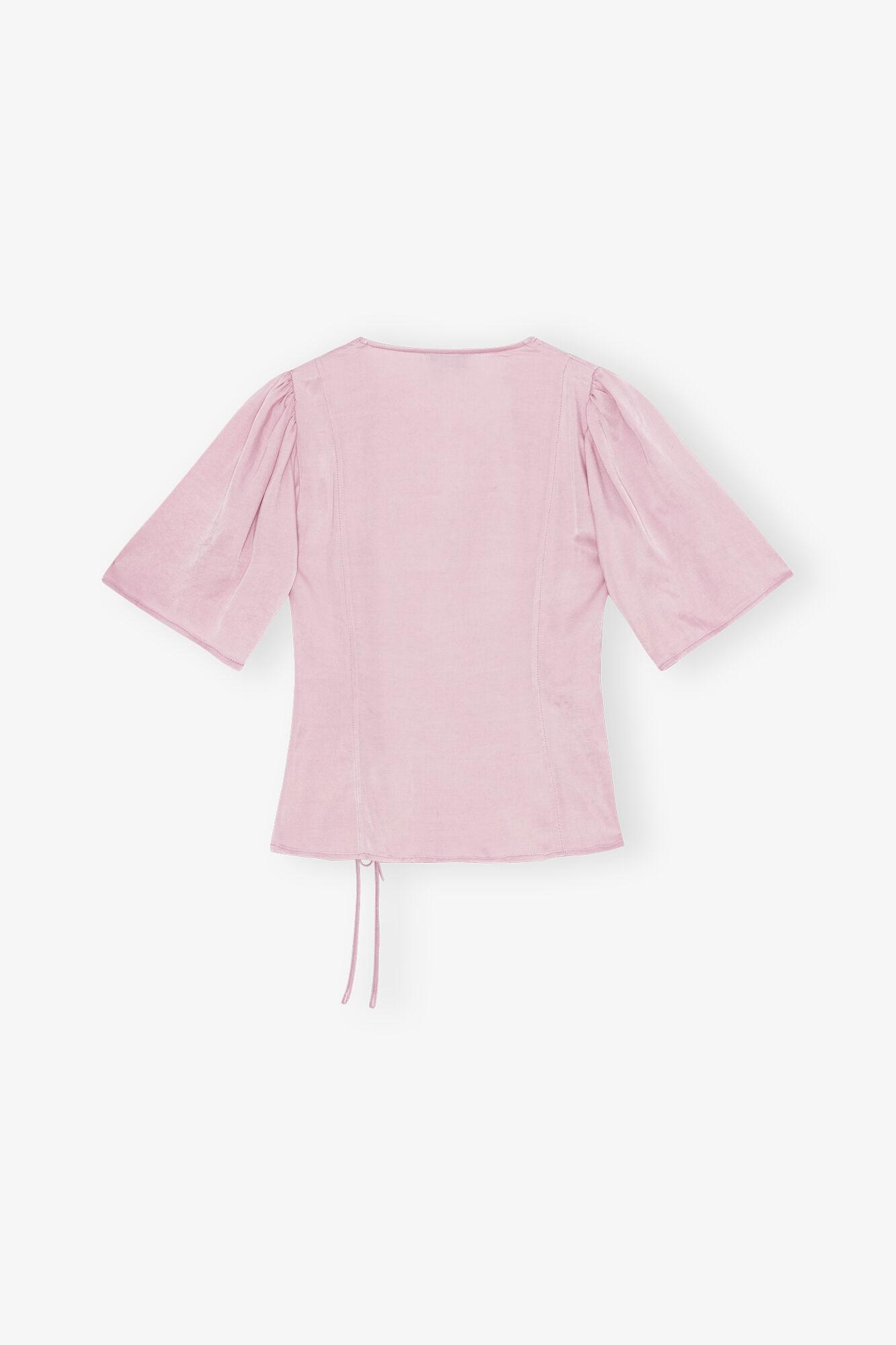 Pink Washed Satin Wrap Blouse Product Image