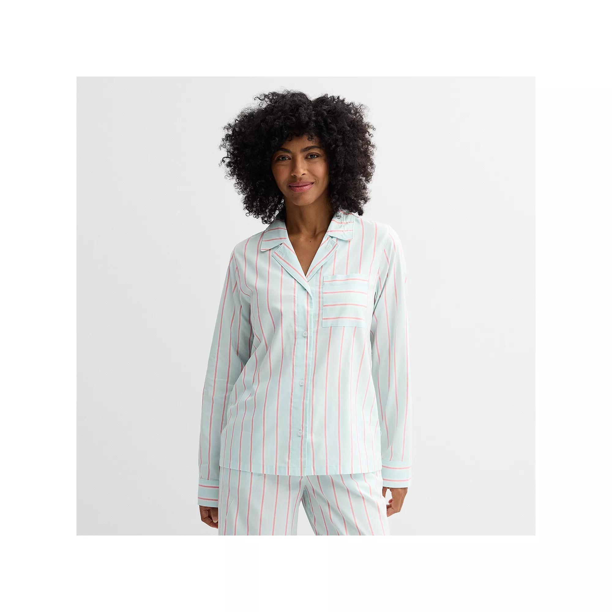Women's Sonoma Goods For Life® Woven Pajama Top, Size: Large, Blue Stripe Product Image