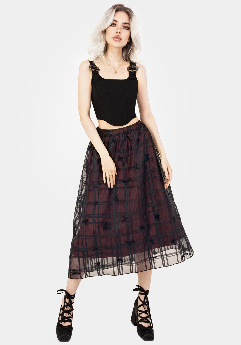 Sedona Organza Check Embroidered Midaxi Skirt Product Image