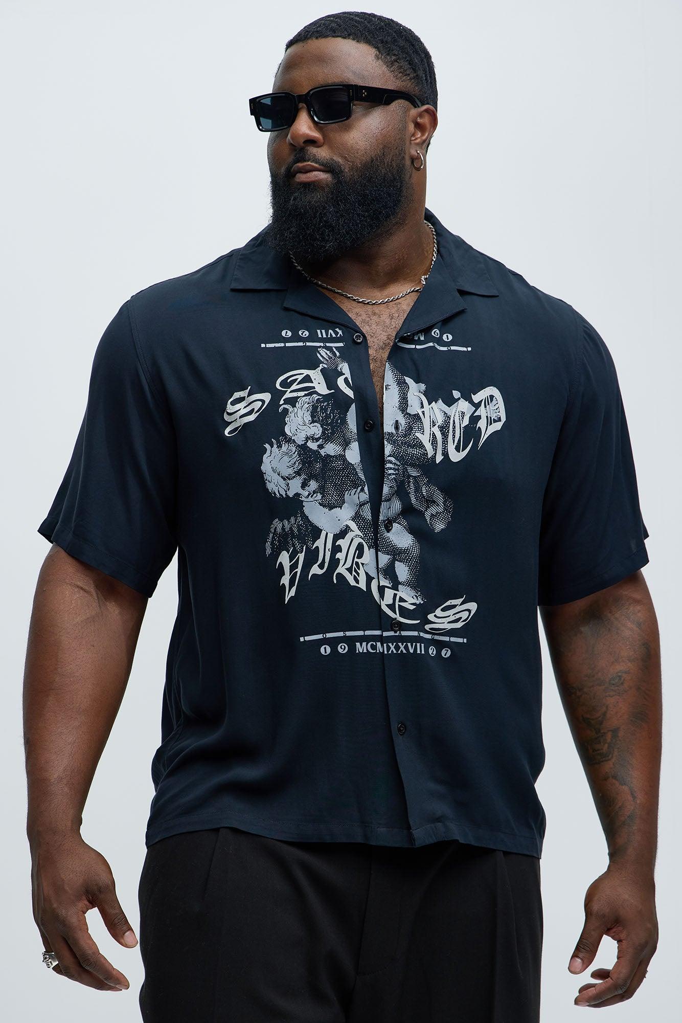 Warped Graphic Cuban Collar shirt - Grey Product Image