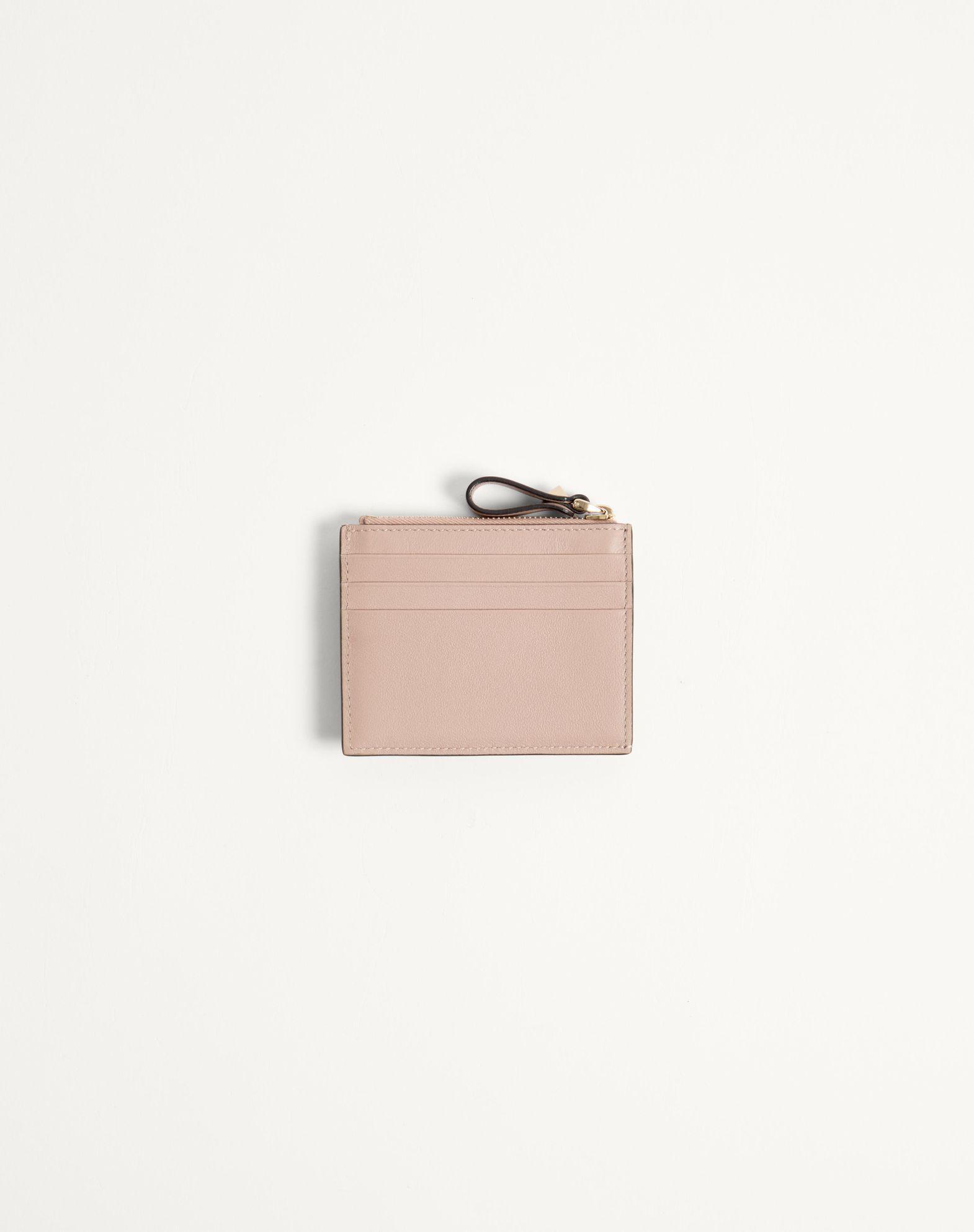 Rockstud Calfskin Cardholder With Zipper Product Image
