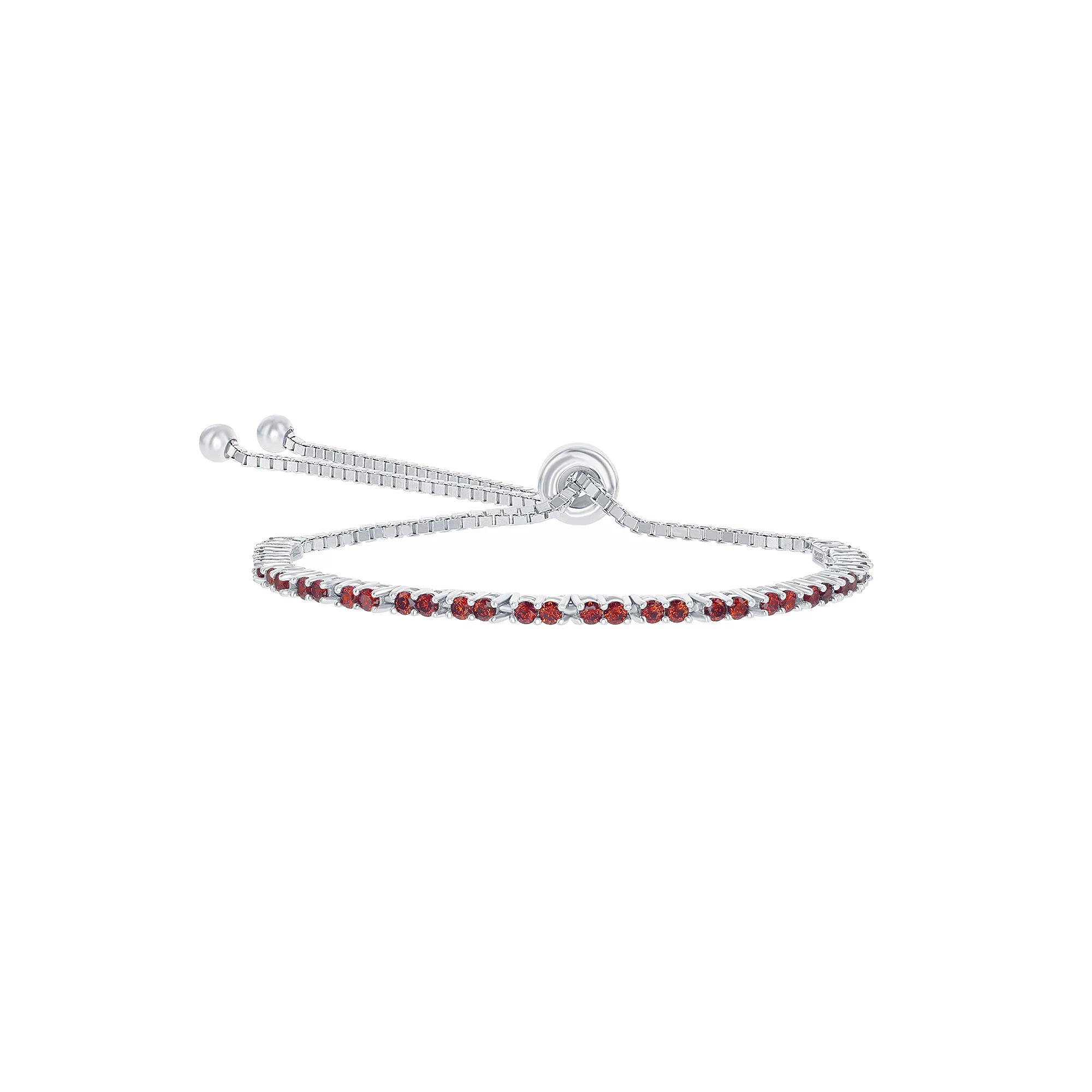 Sterling Silver 2mm Birthstone Bracelet, Women's, Size: 8", January Product Image